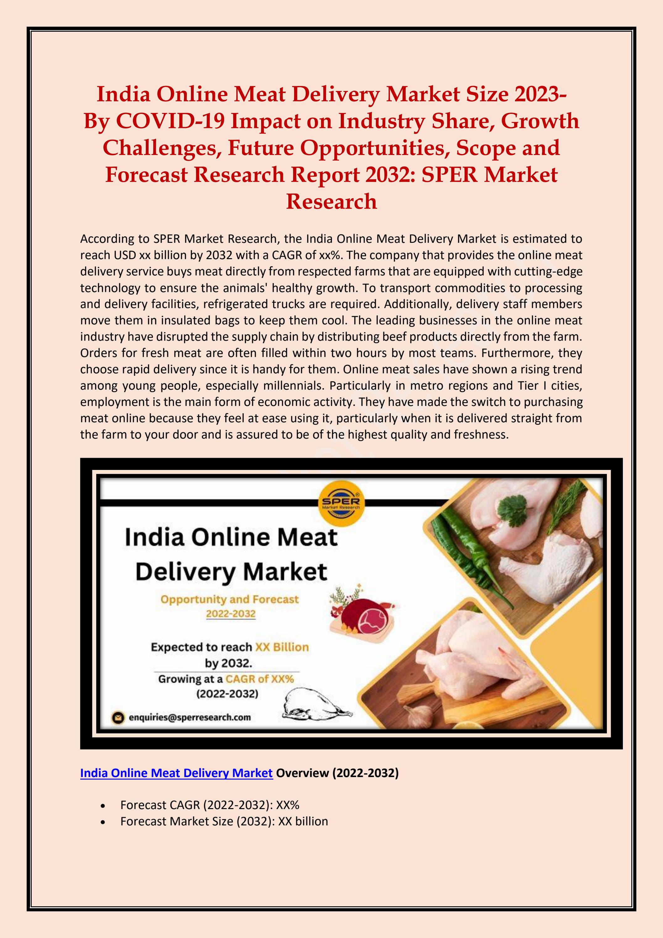 India Online Meat Delivery Market Size 2023 By COVID19 Impact on