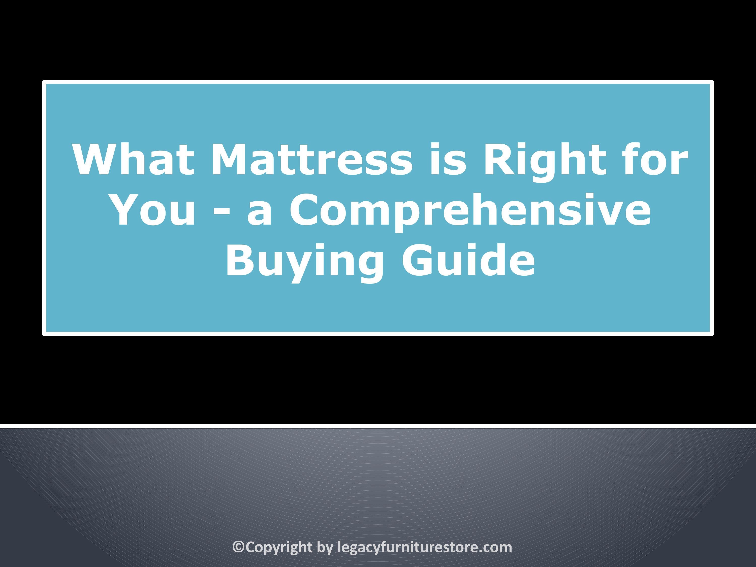 What Mattress is Right for You a Comprehensive Buying Guide by