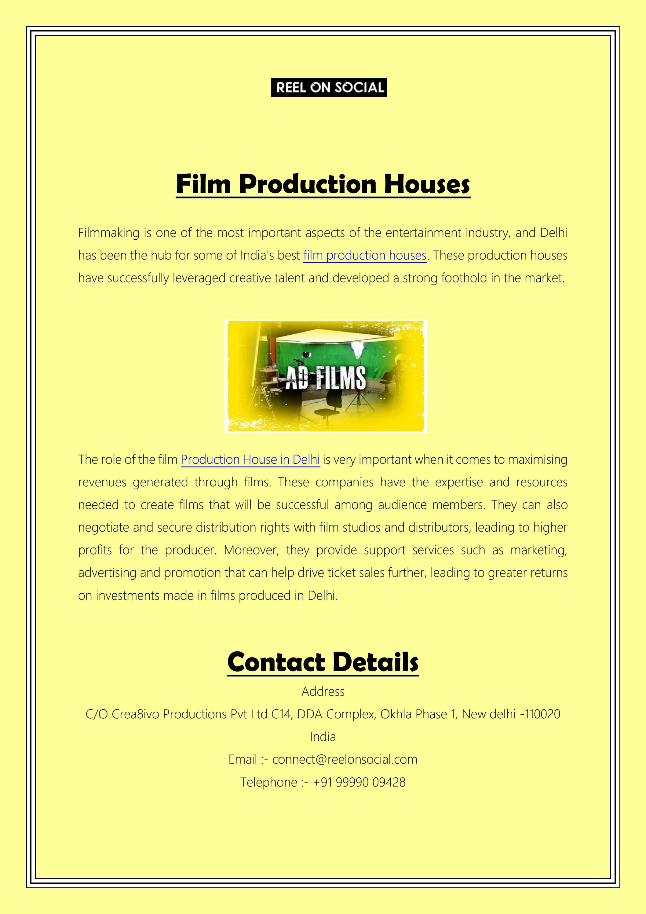 Film Production Houses By Reel On Social Issuu