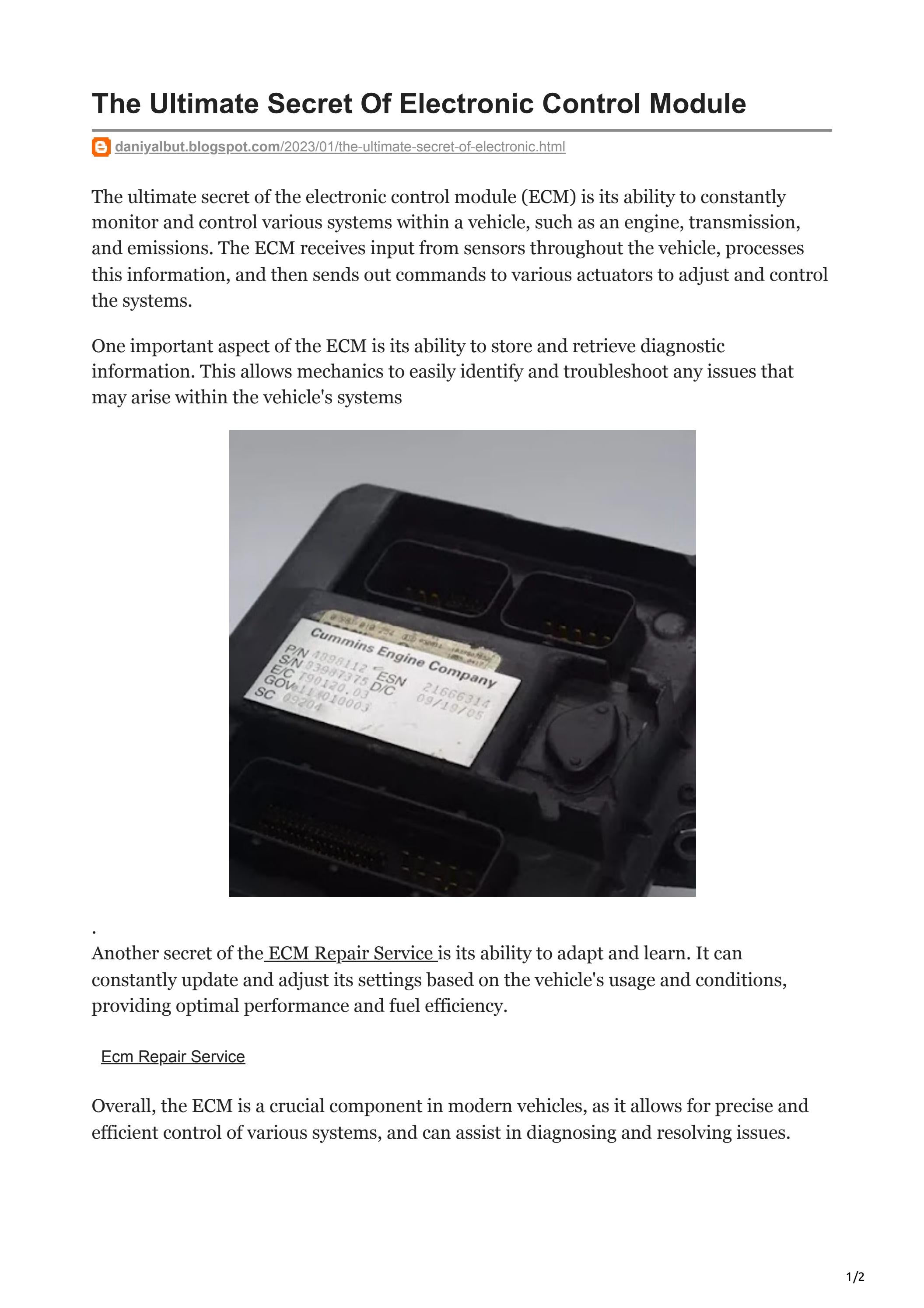 The Ultimate Secret Of Electronic Control Module by jamesdaniel Issuu