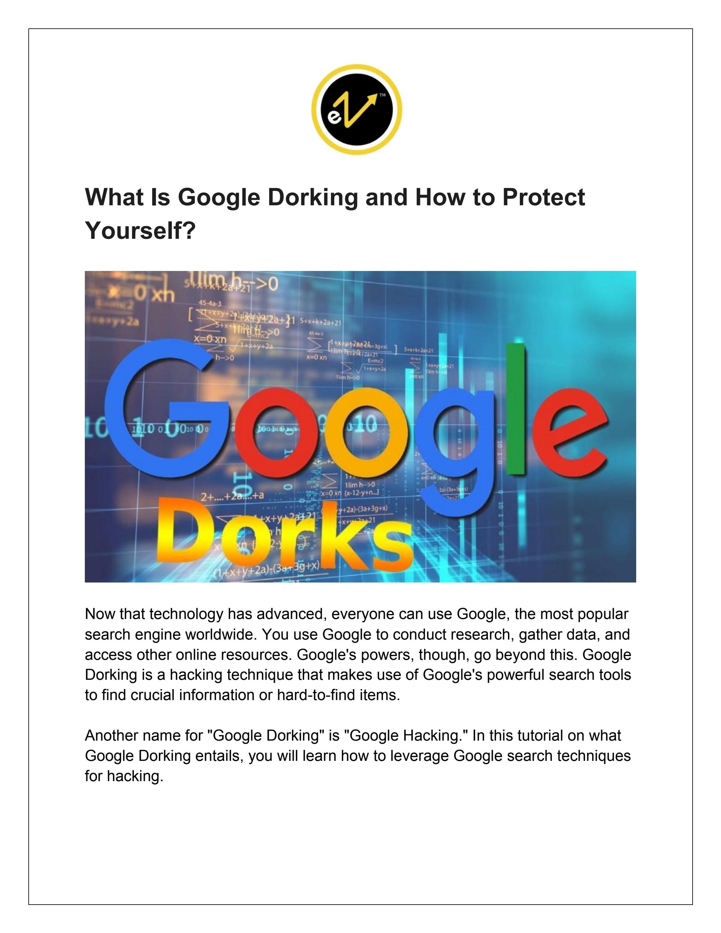 What Is Google Dorking and How to Protect Yourself? by EZ Rankings Issuu