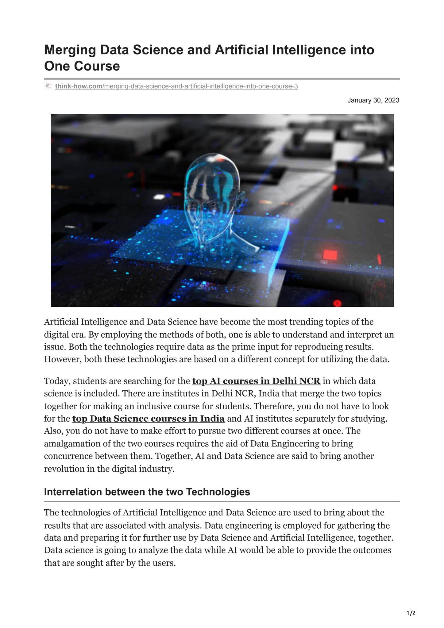 Merging Data Science and Artificial Intelligence into One Course by ...