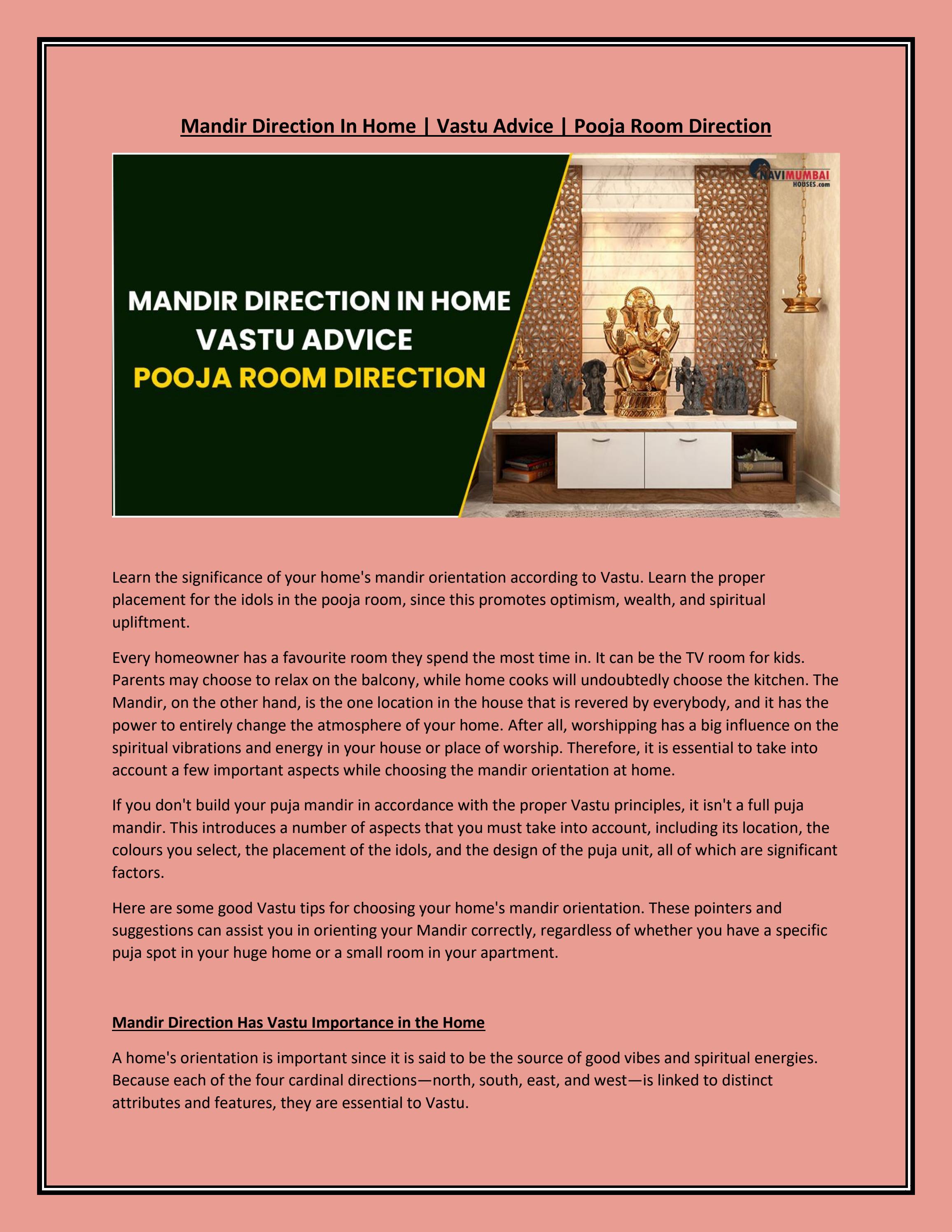 Mandir Direction In Home Vastu Advice Pooja Room Direction by