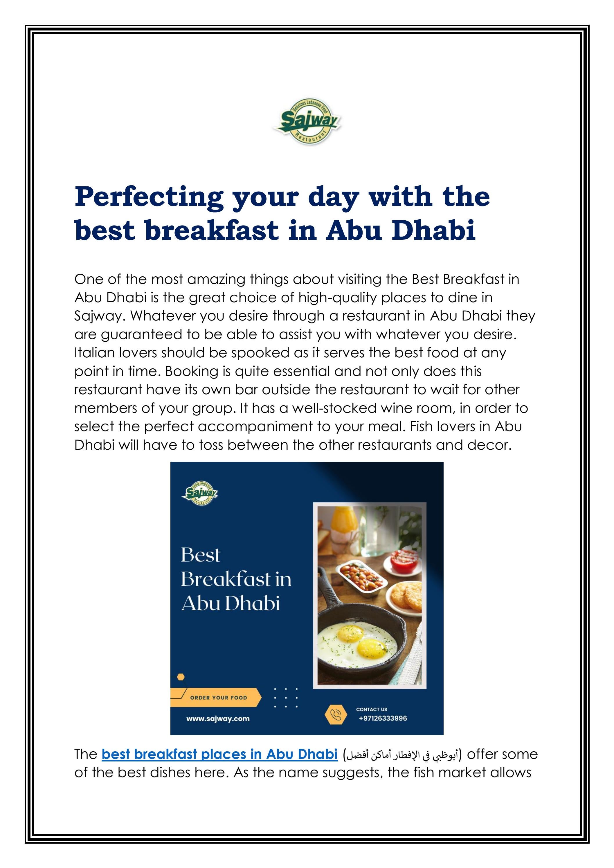 Perfecting your day with the best breakfast in Abu Dhabi