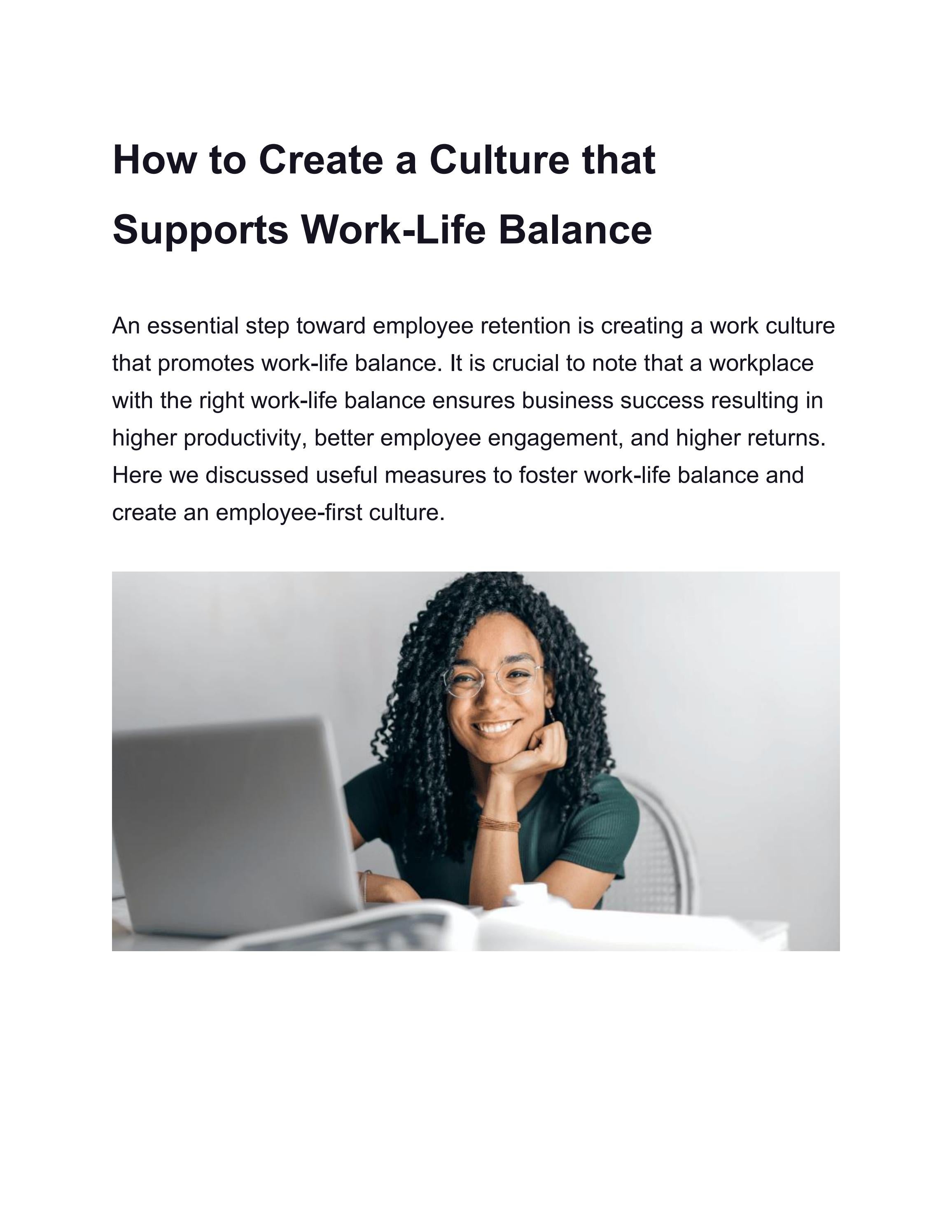 How to Create a Culture that Supports Work-Life Balance by jeri ana ...