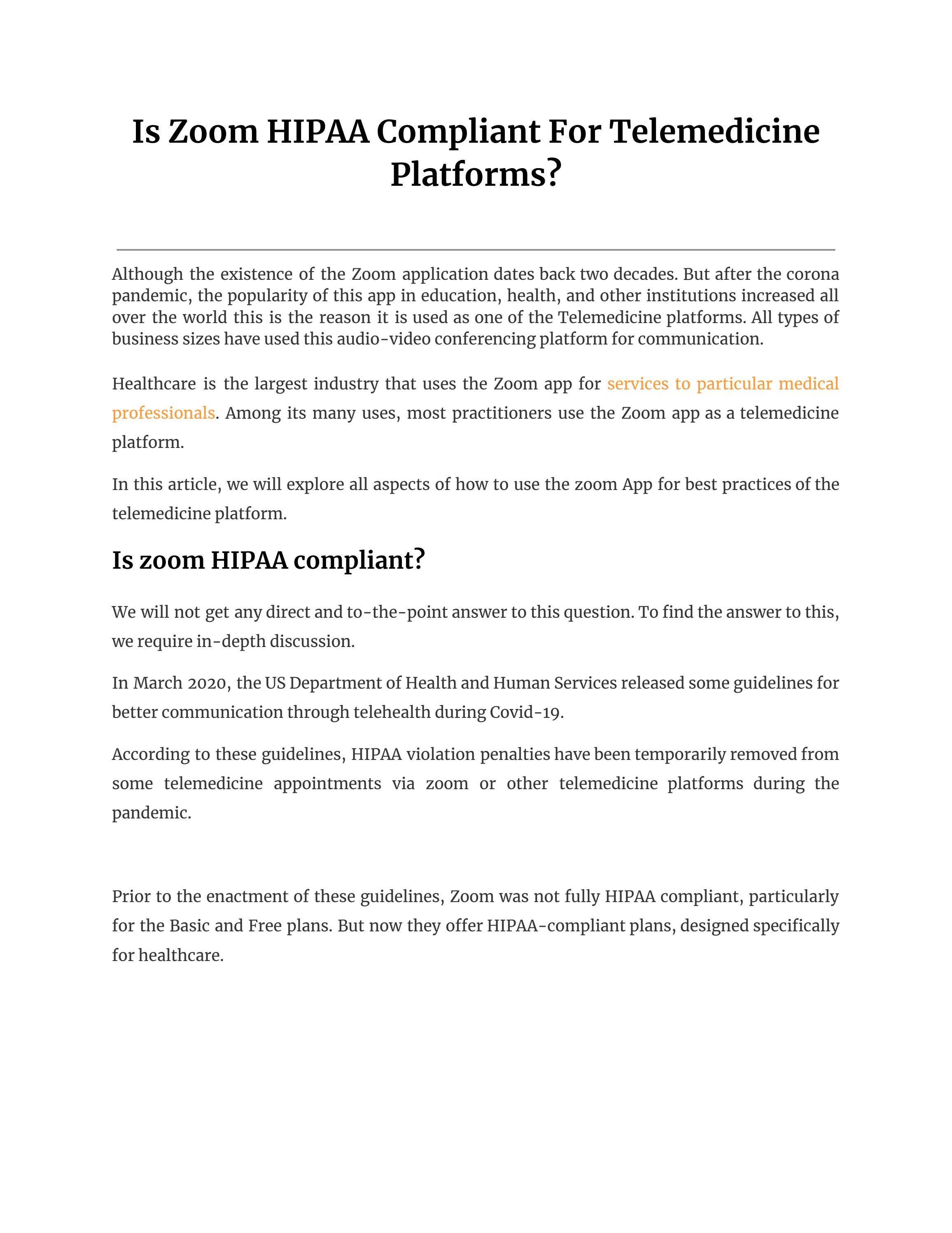 Is zoom hipaa compliant for telemedicine platforms by talktomedic issuu