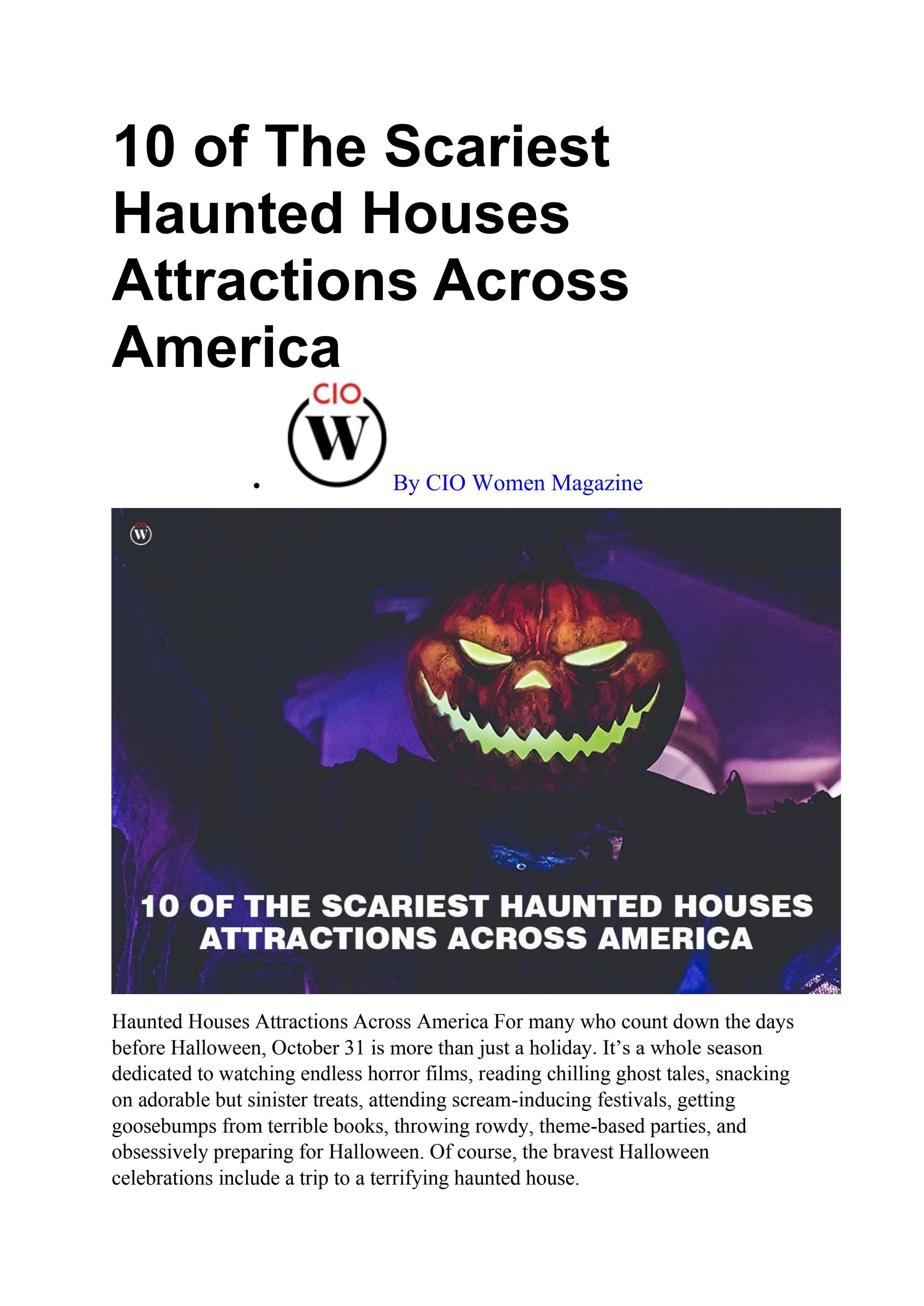 Best 10 of the Scariest Haunted Houses Attractions Across America CIO