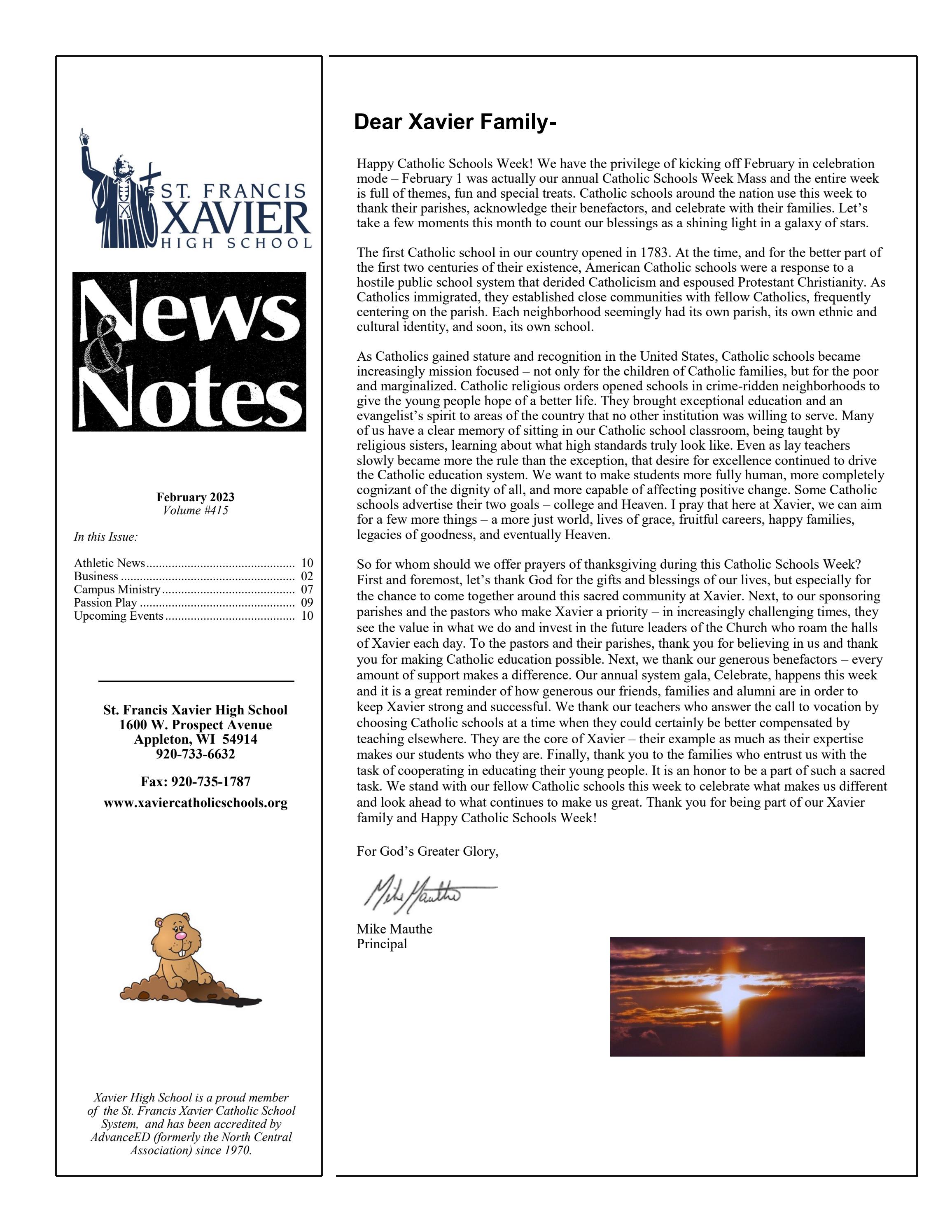 Xavier High School News Notes February 2023 By XavierHawks Issuu