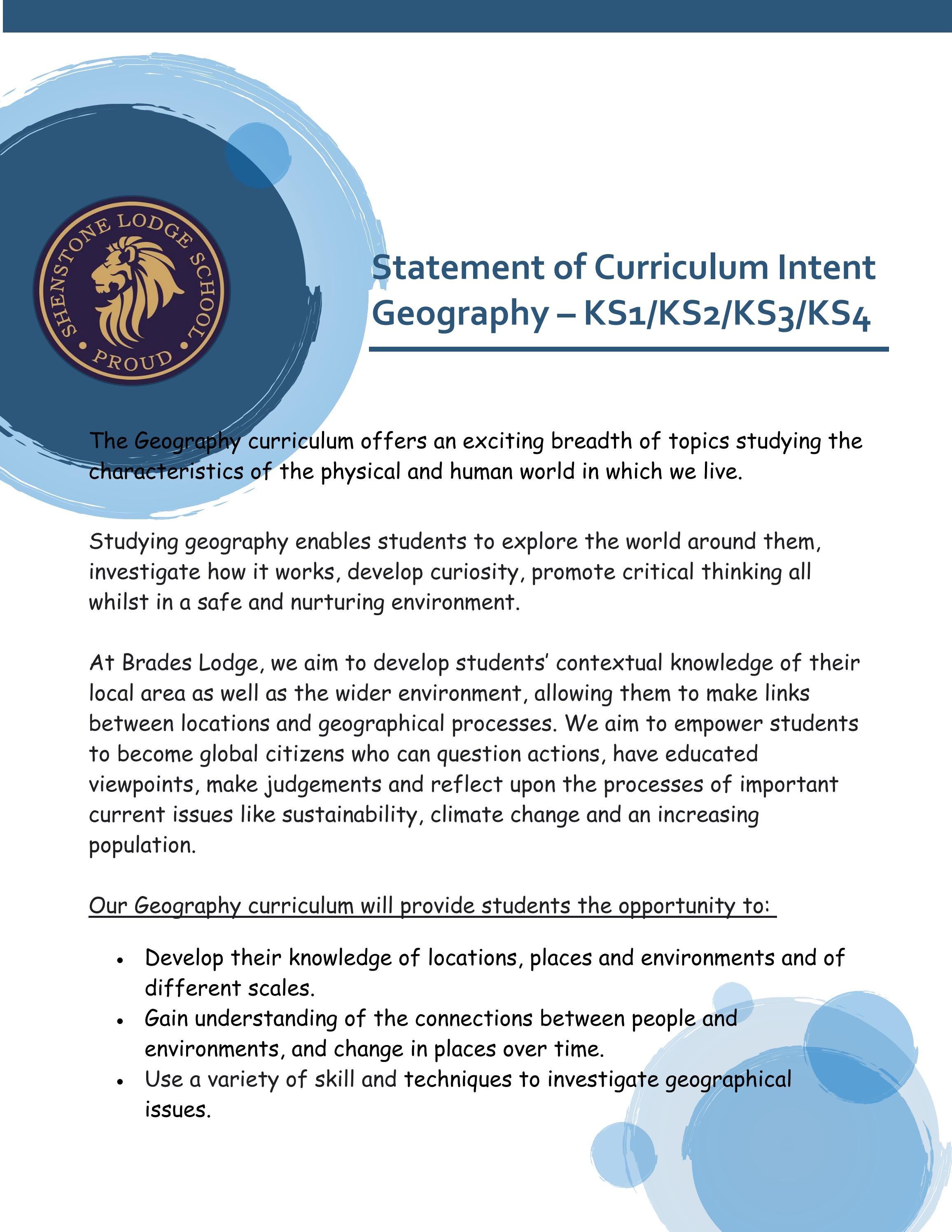 Geography Curriculum Intent by Schudio Issuu