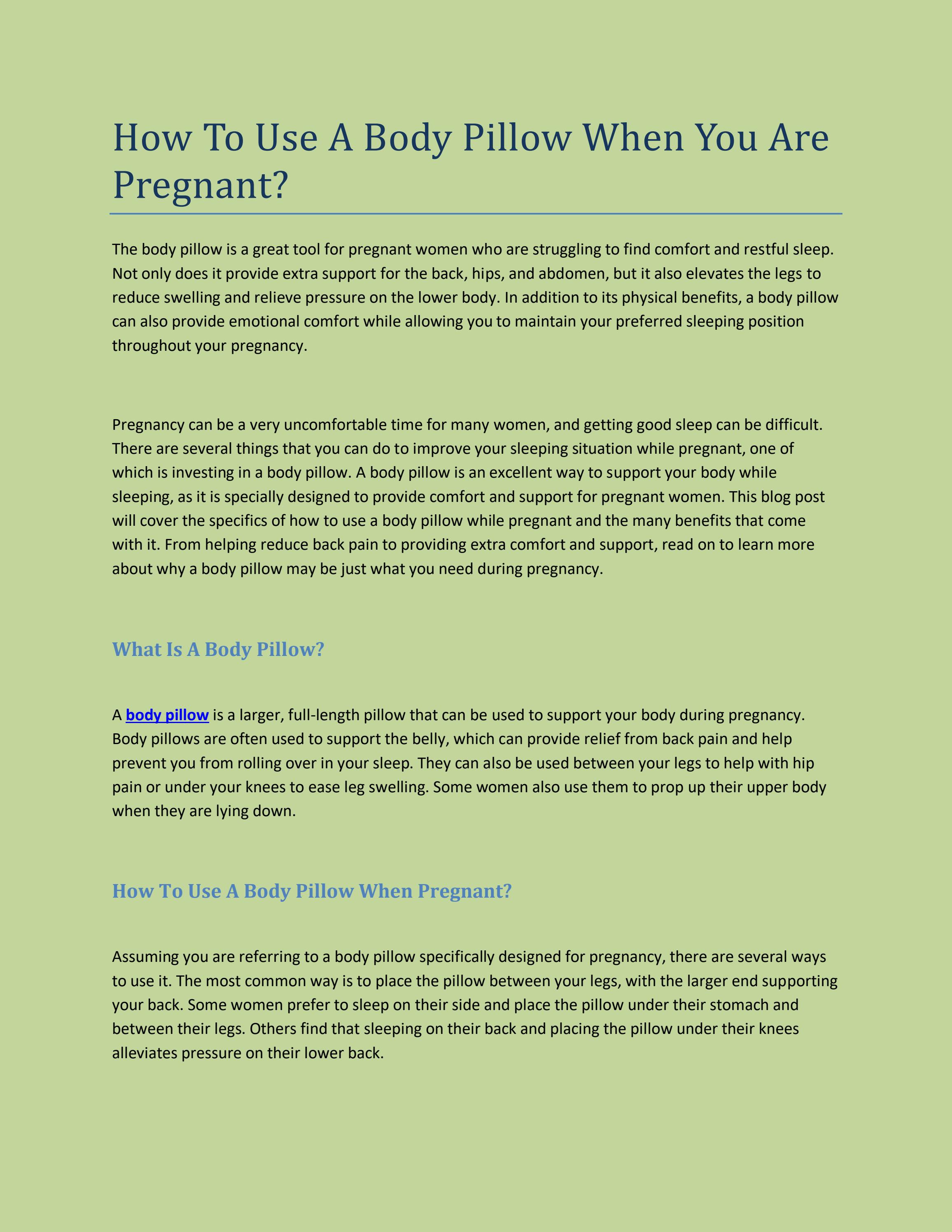 How To Use A Body Pillow When You Are Pregnant by Justin Tyler Issuu
