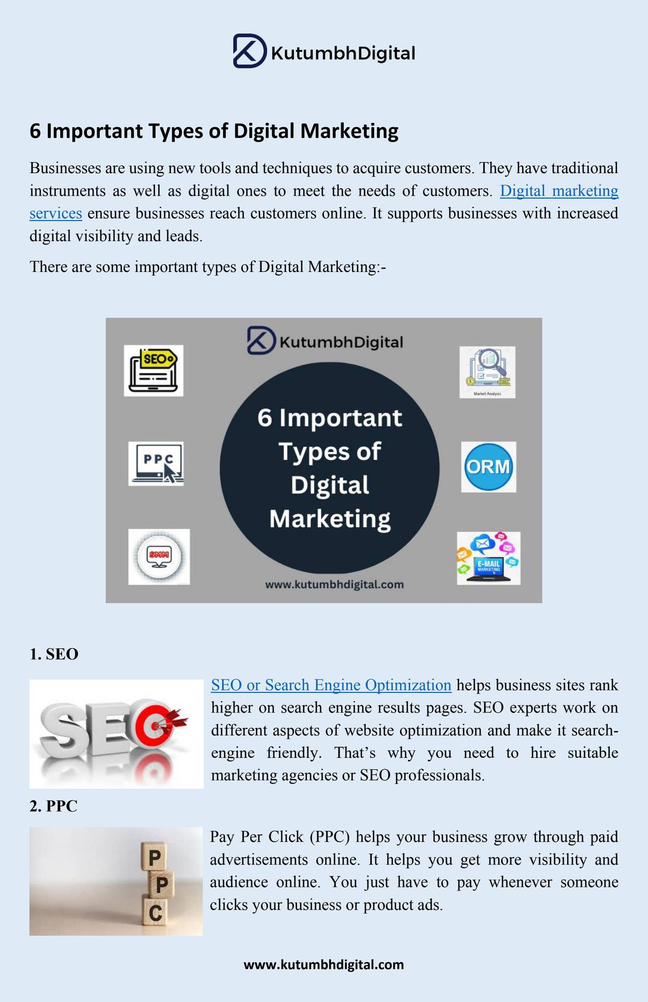 6 Important Types of Digital Marketing by Kutumbh Digital - Issuu