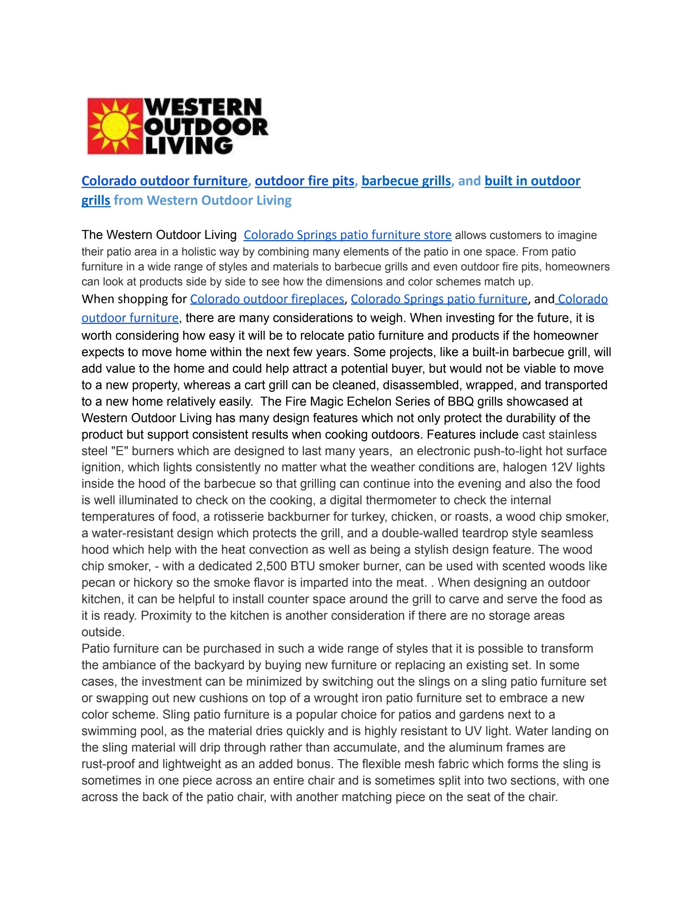 Colorado Springs Patio Furniture Stores showcase built in outdoor