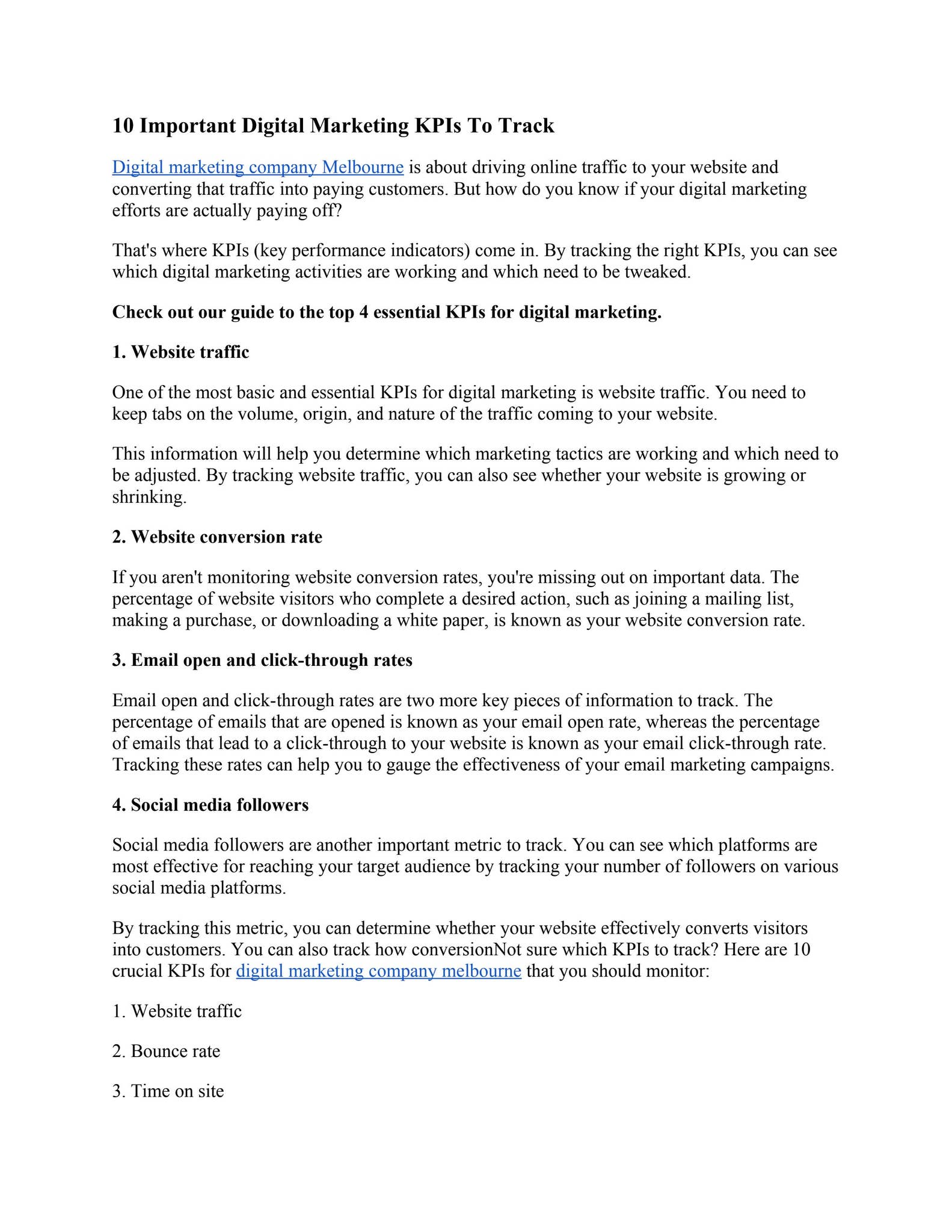10 Important Digital Marketing KPIs To Track by jamesescott - Issuu