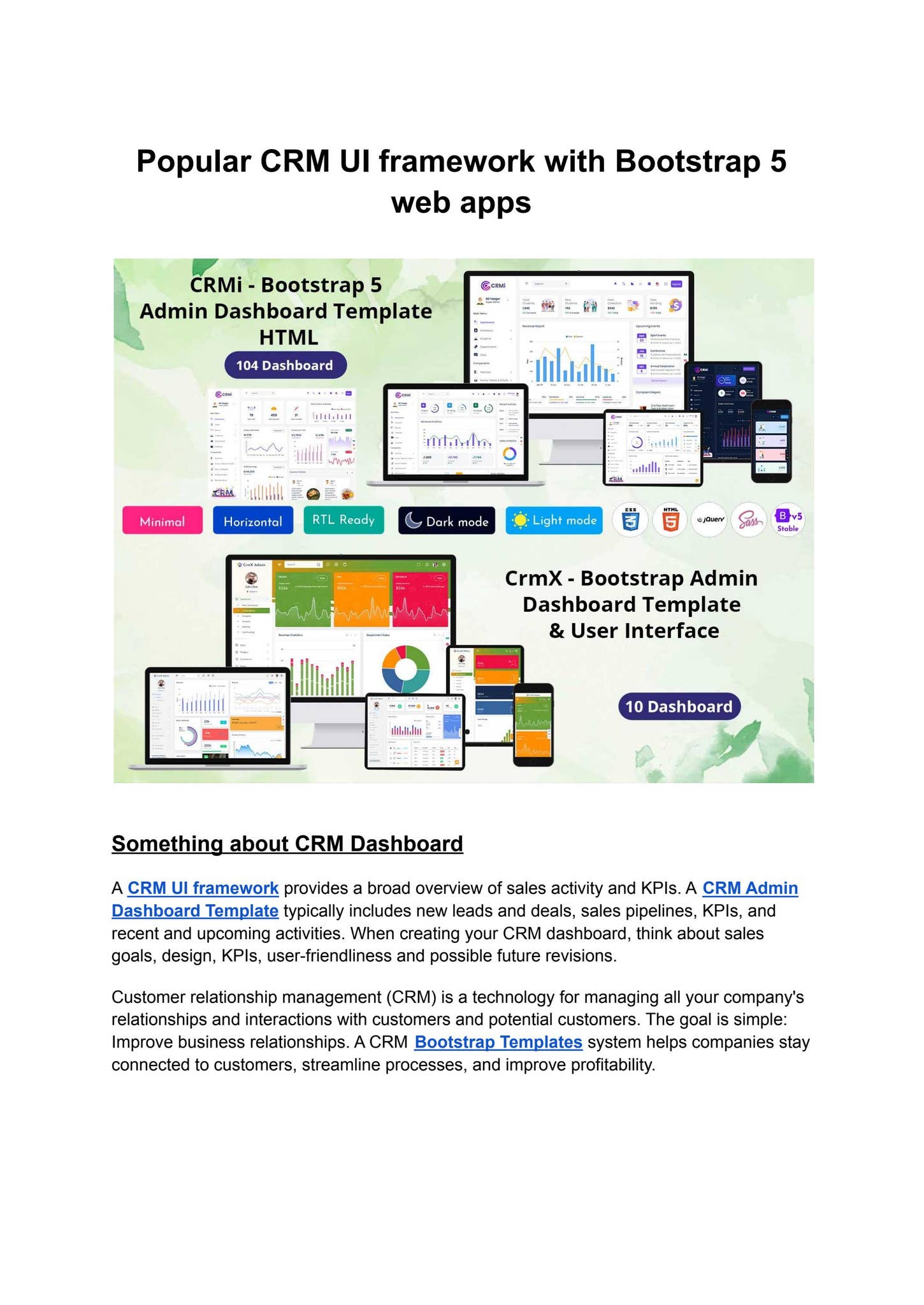 Popular CRM UI framework with Bootstrap 5 web apps by ...