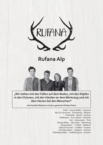 Speise und Getränkekarte Rufana Alp
