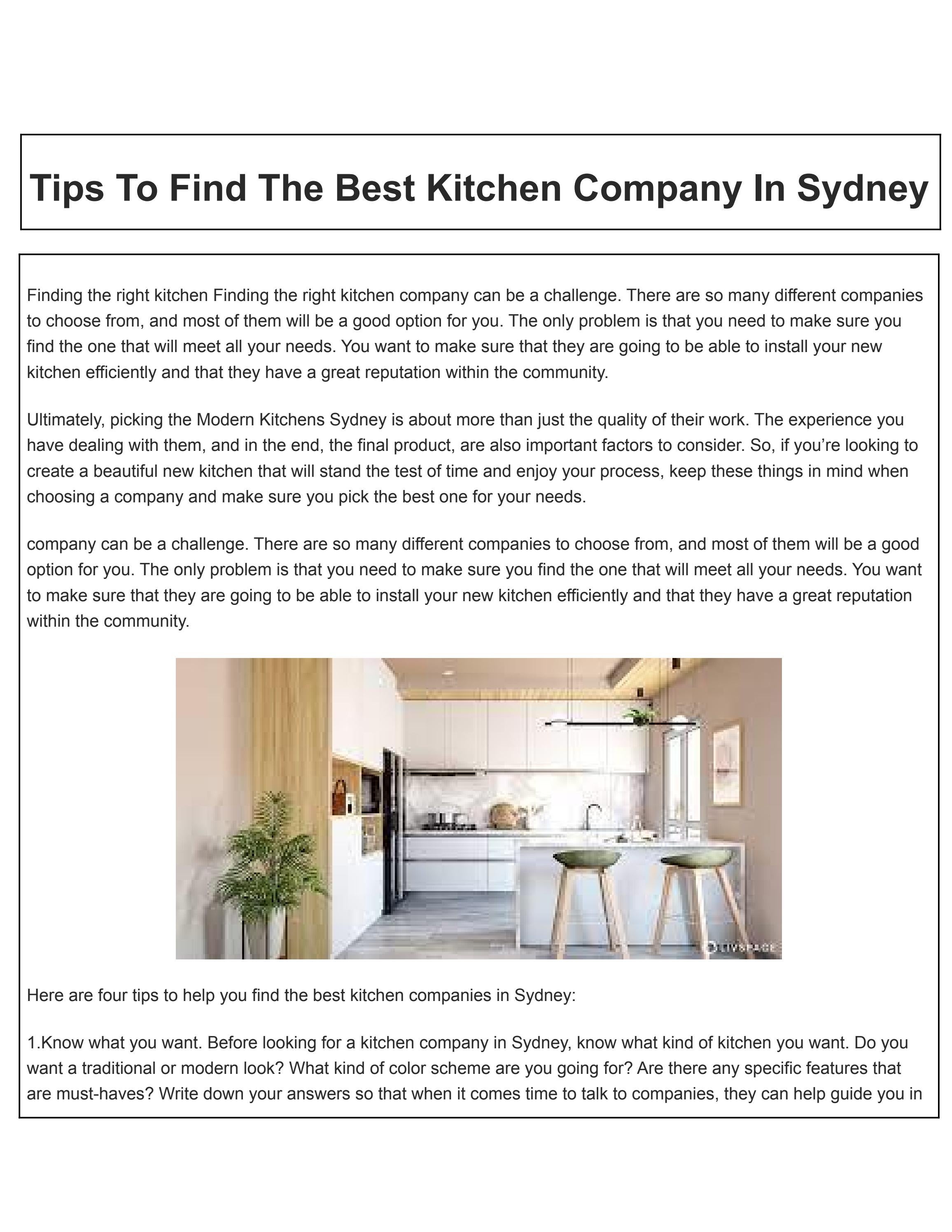 Tips To Find Best Kitchen Company In Sydney by Zeenat Malik Issuu