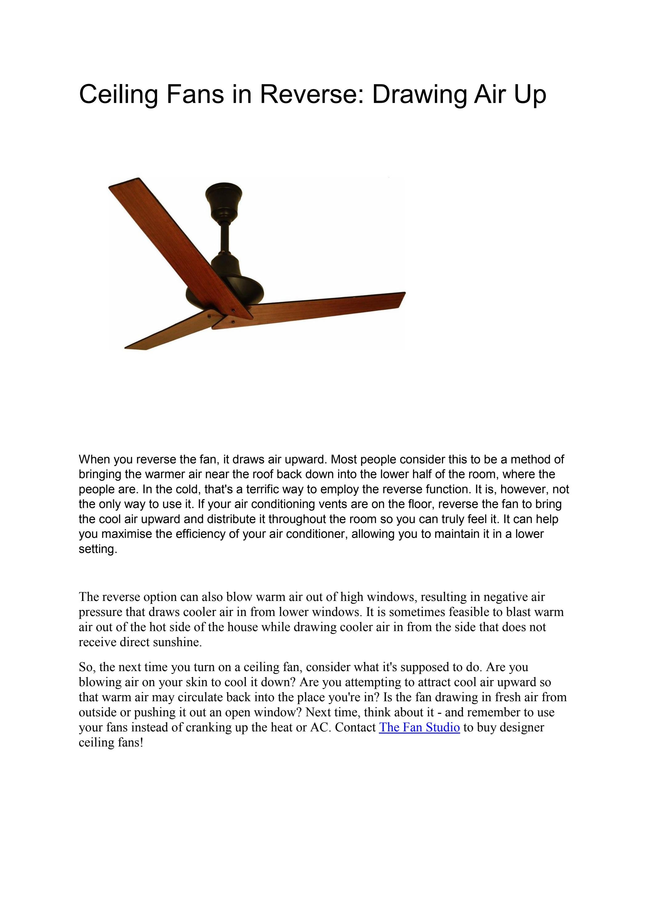 Ceiling Fans in Reverse Drawing Air Up by The Fan Studio Issuu