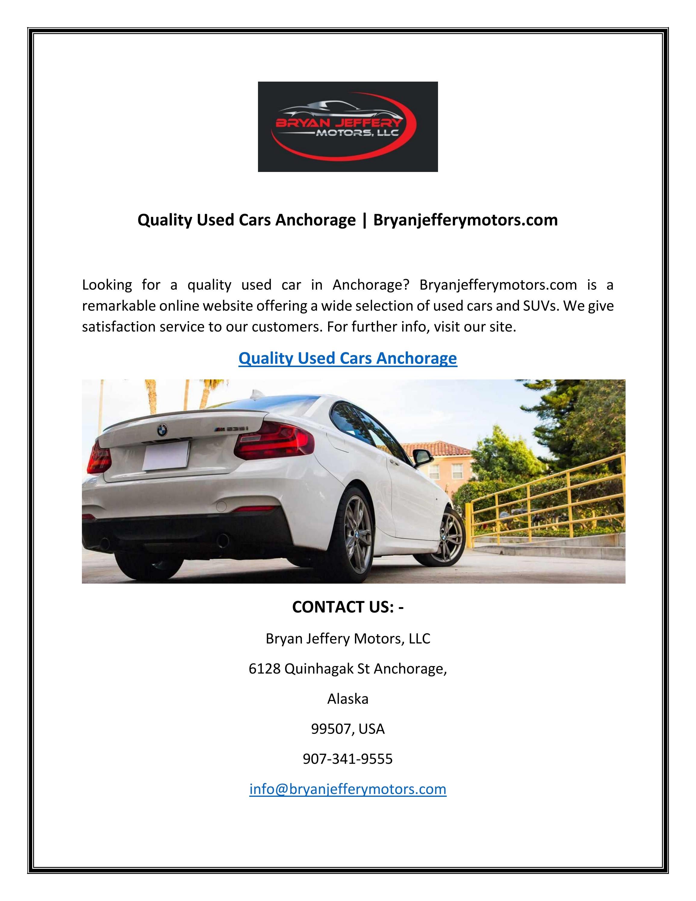 Quality Used Cars Anchorage by Bryan Jeffery
