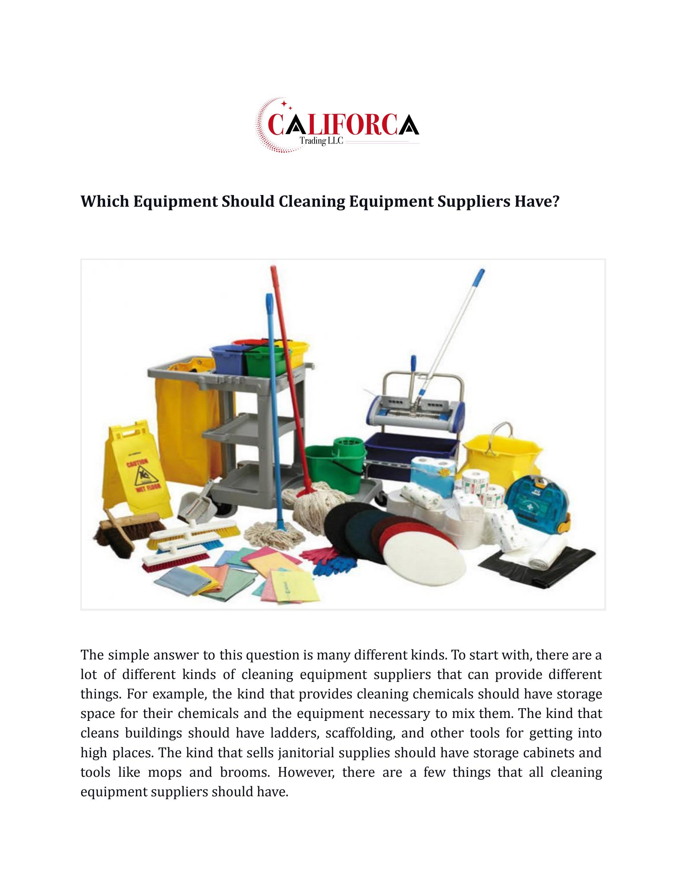 Which Equipment Should Cleaning Equipment Suppliers Have? by califorca