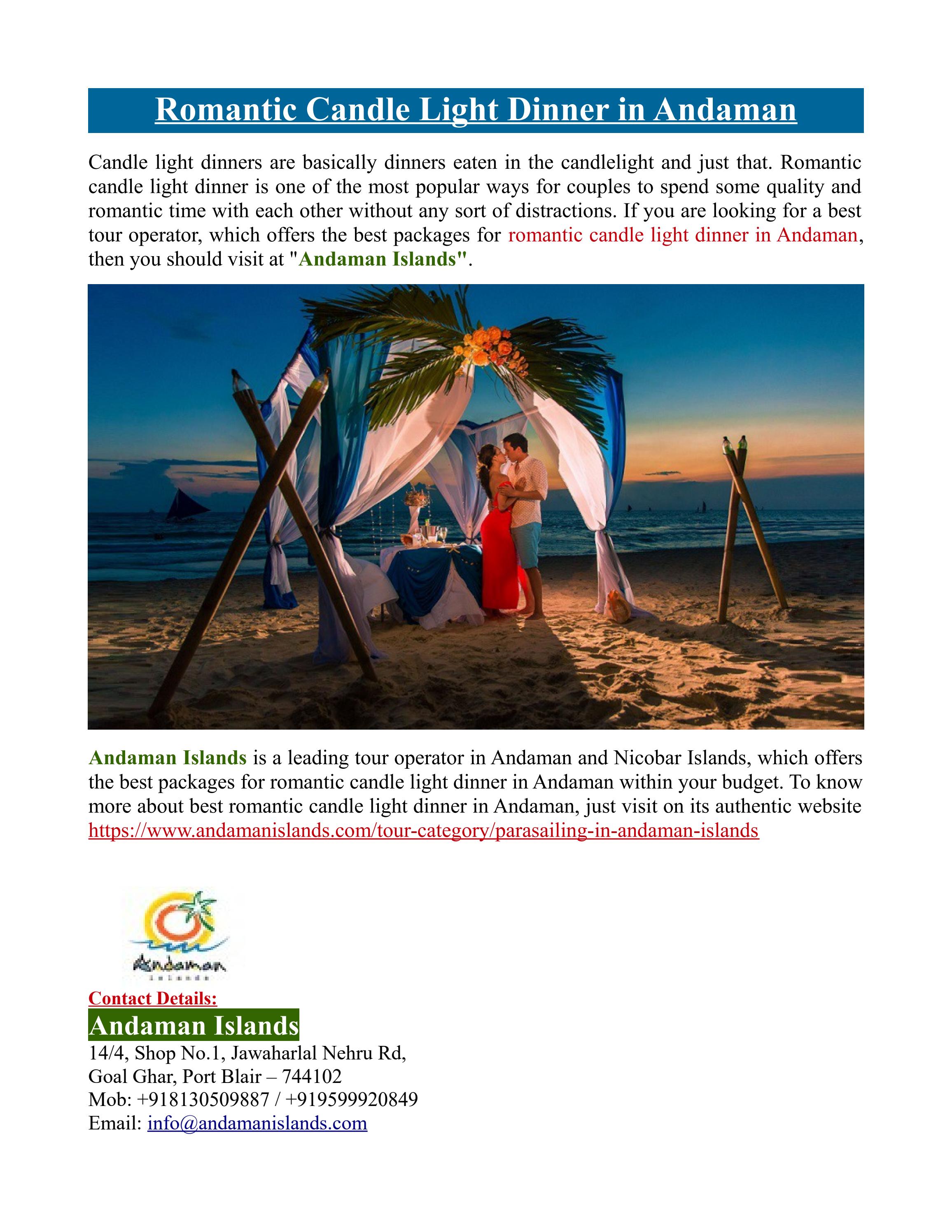 Romantic Candle Light Dinner in Andaman by andamanislands Issuu