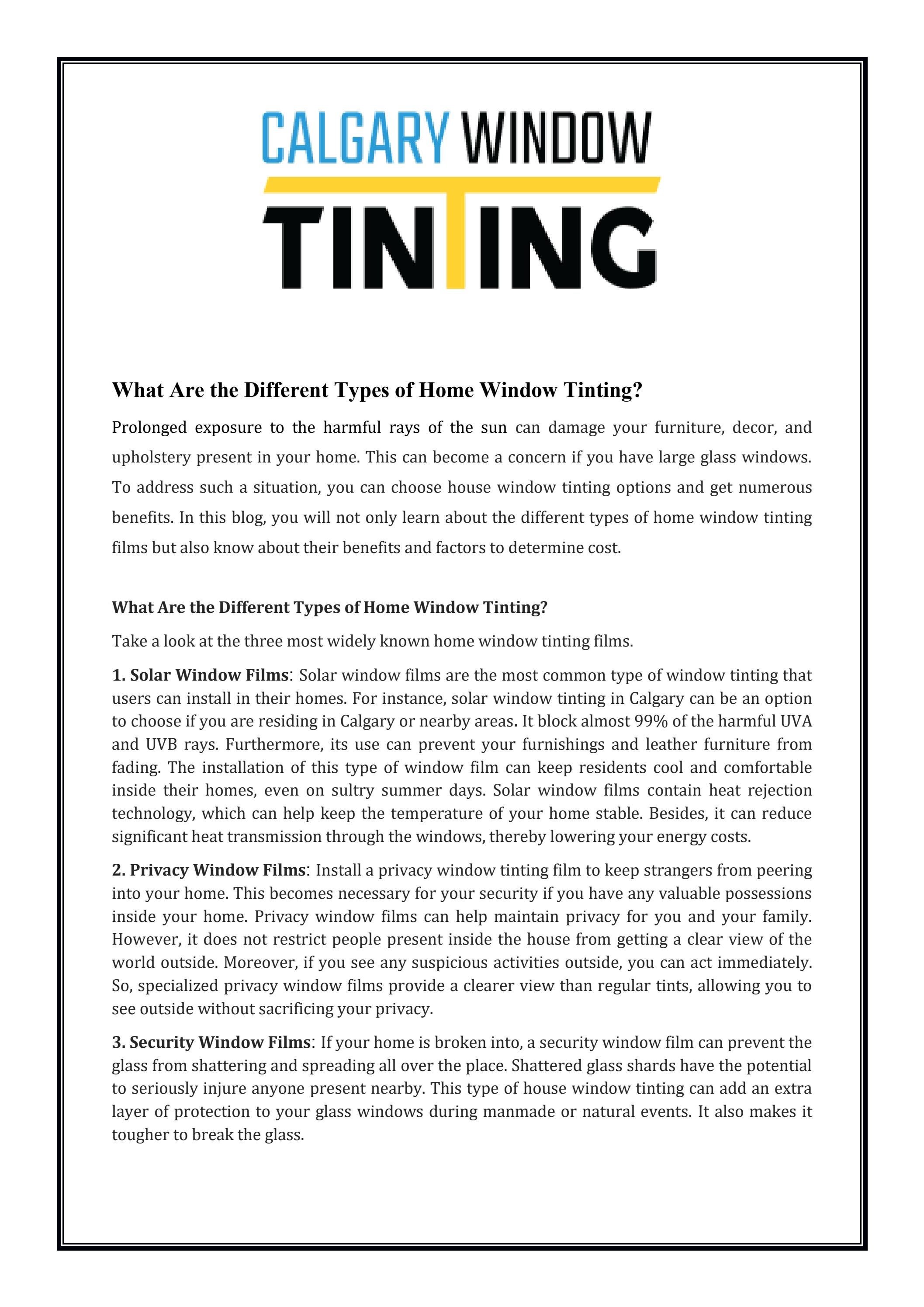 What Are the Different Types of Home Window Tinting? by