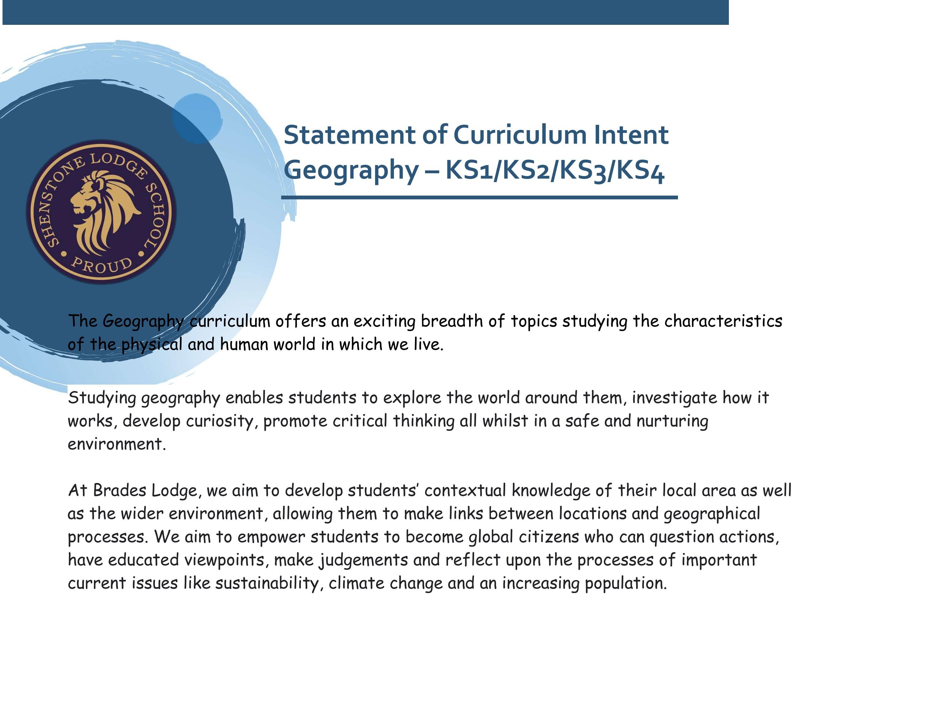 Geography Curriculum Intent by Schudio Issuu