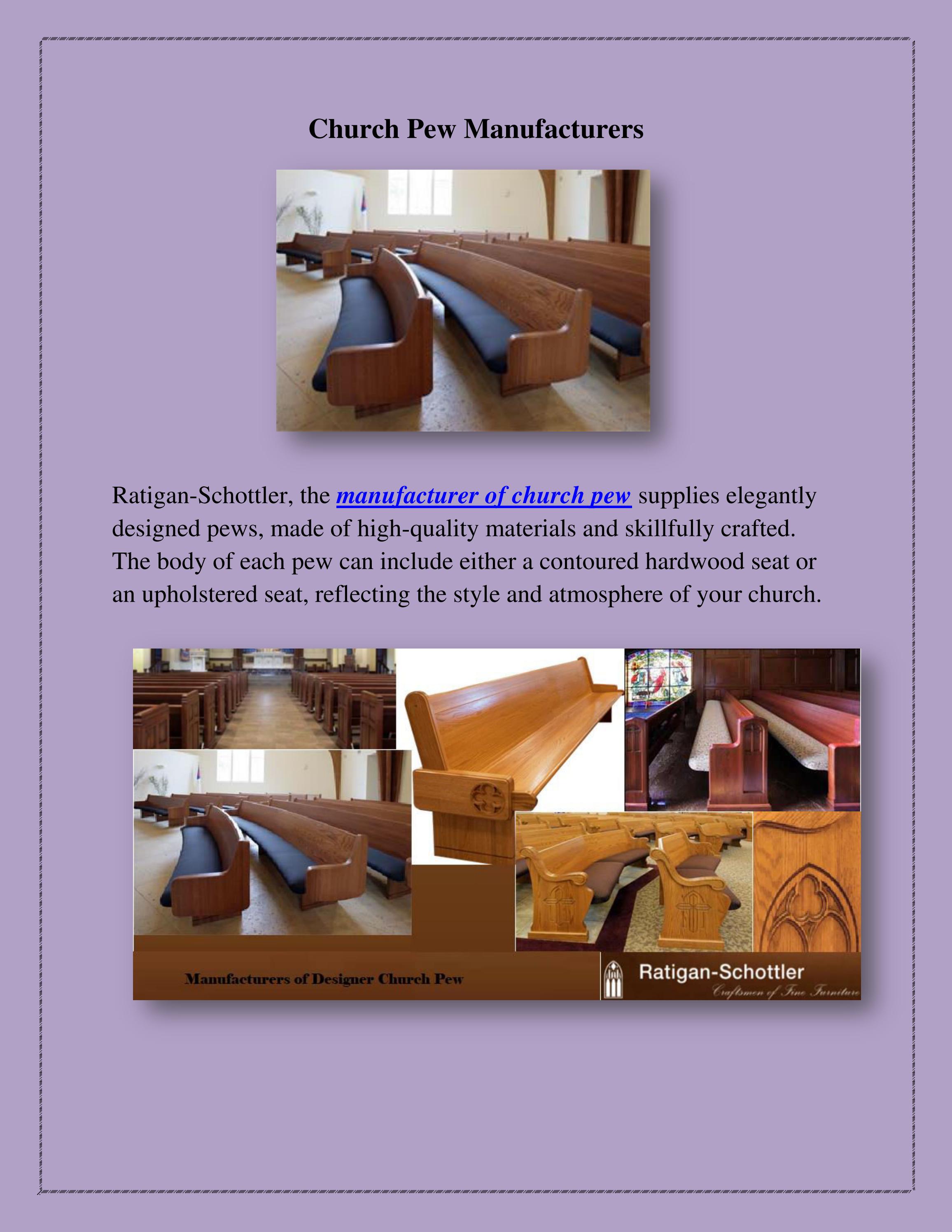 Church Pew Manufacturers, by Ratigan Schottler Issuu