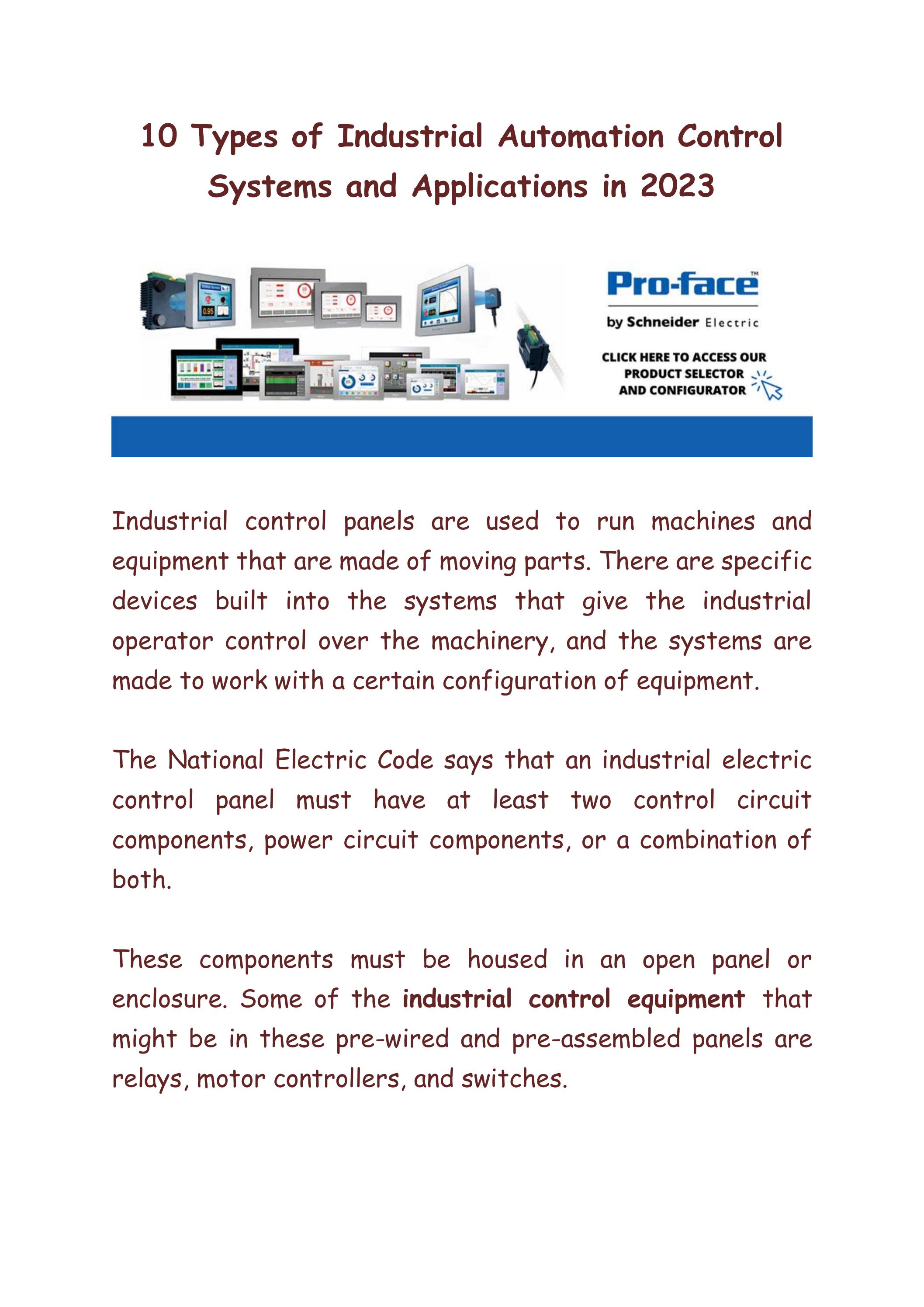 10 Types of Industrial Automation Control Systems and Applications in