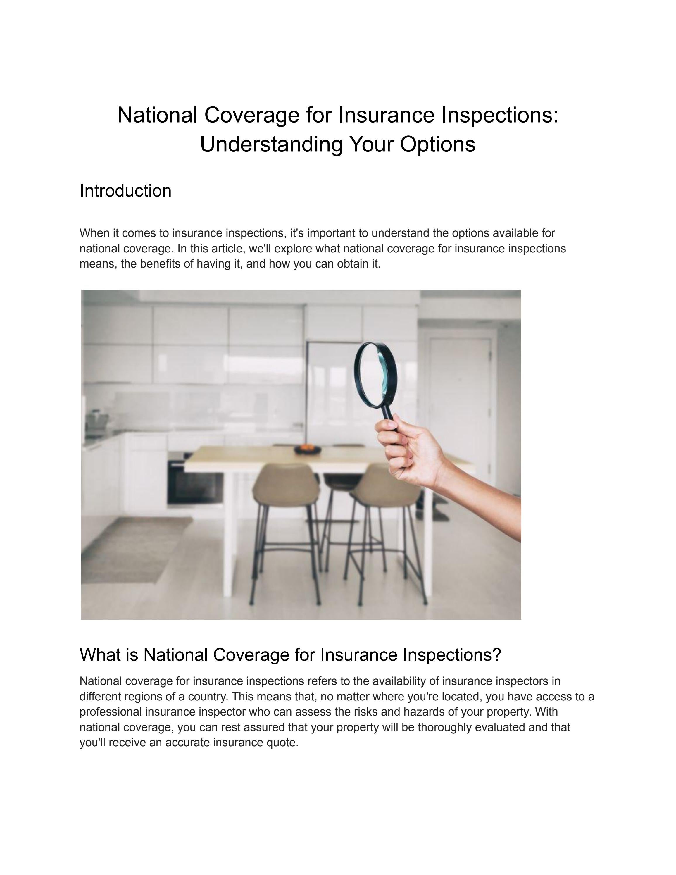 National Coverage for Insurance Inspections Understanding Your Options