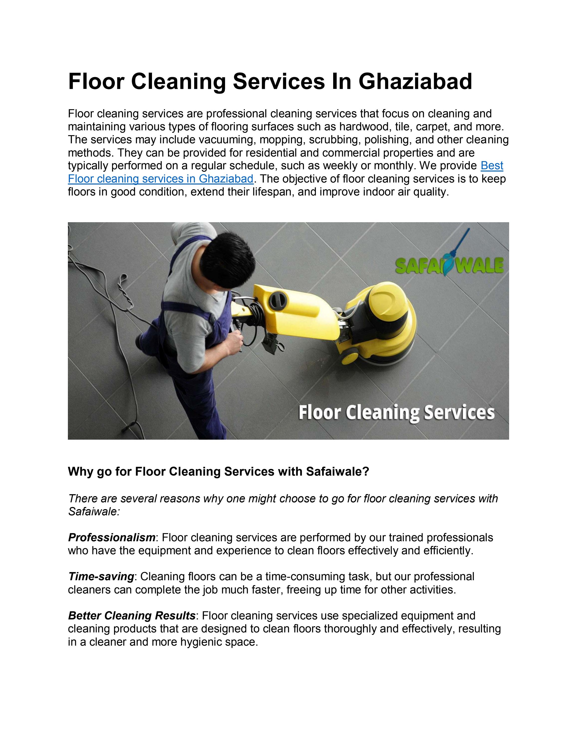 Best Floor Cleaning Services In Ghaziabad by Safai wale Issuu