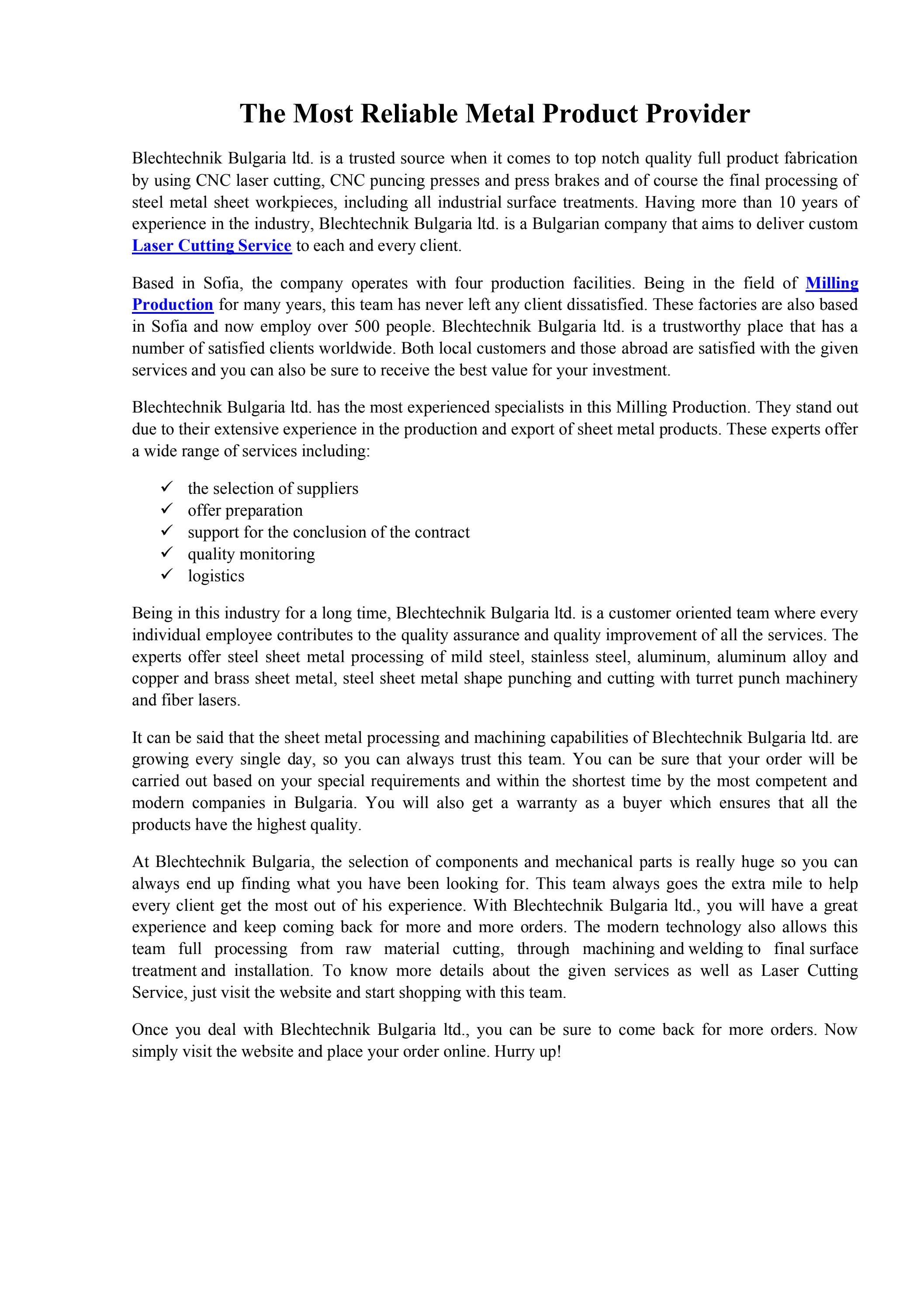 The Most Reliable Metal Product Provider by Blech Technik Issuu