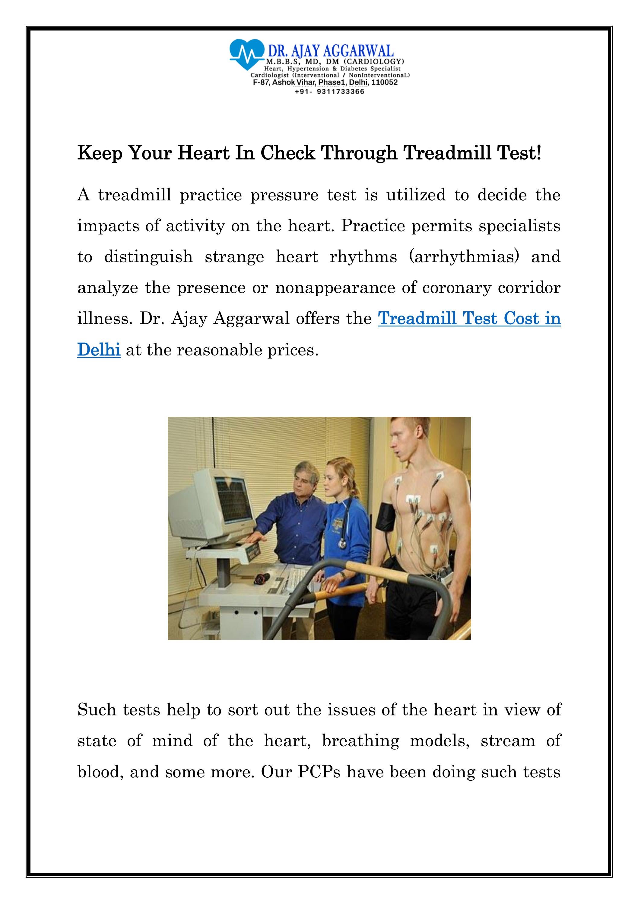 Treadmill Test Cost in Delhi Call +91 9312233366 Dr Ajay Aggarwal