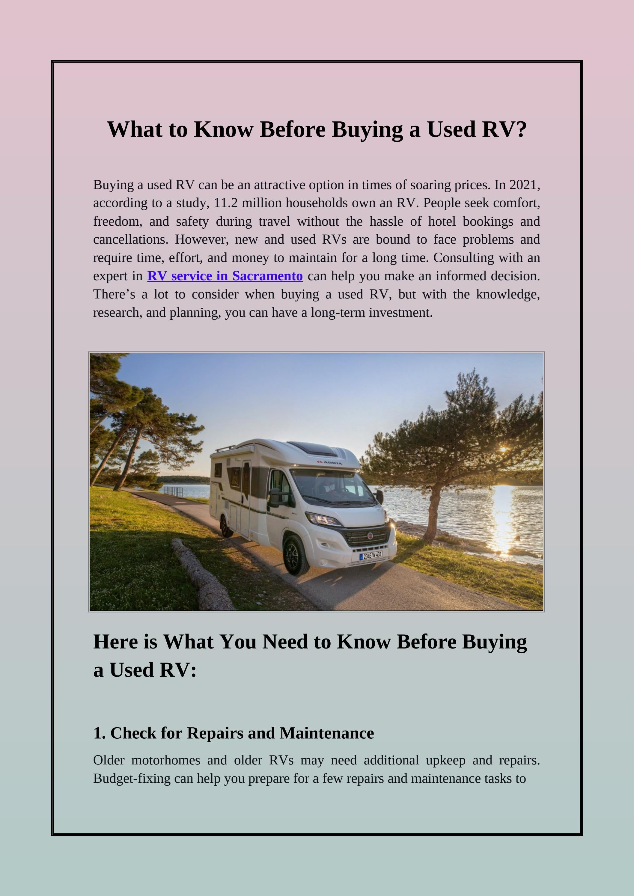 A Complete Guide to Know Before Buying A Used RV by Mccolloch’s RV Issuu
