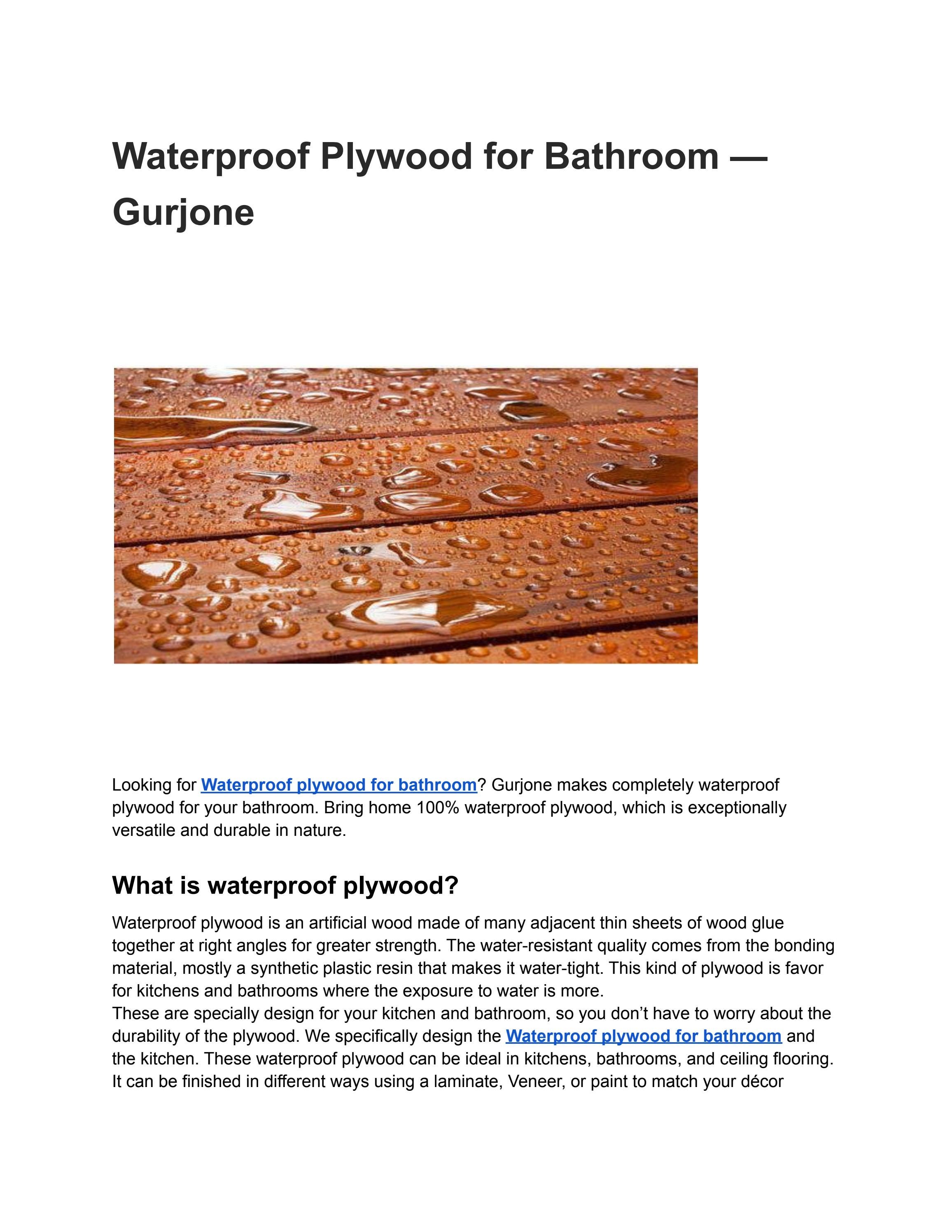 Waterproof plywood for bathroom Gurjone Ply by Gurjoneplywood Issuu