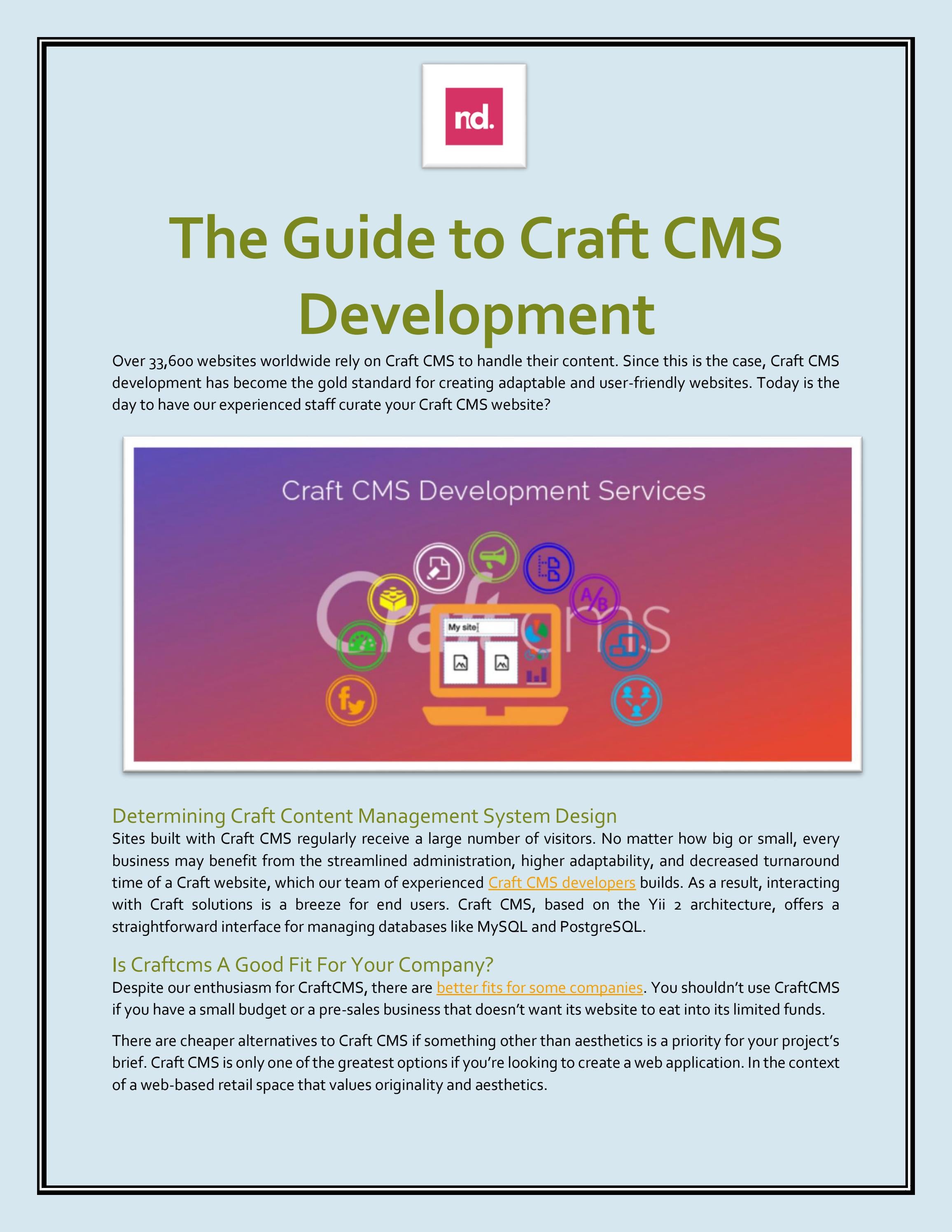 The Guide to Craft CMS Development by nerderdigital - Issuu