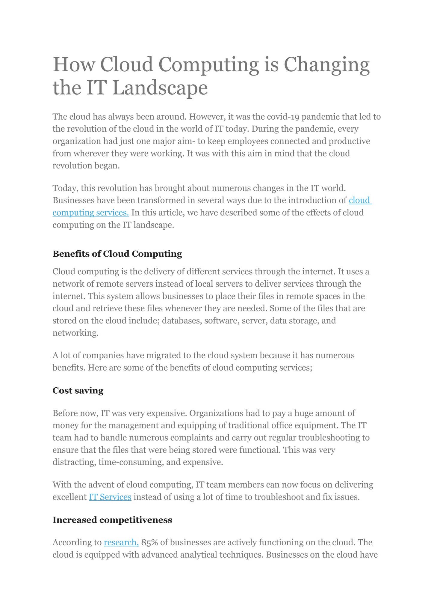 How Cloud Computing is Changing the IT Landscape by Sigma Solve - Issuu