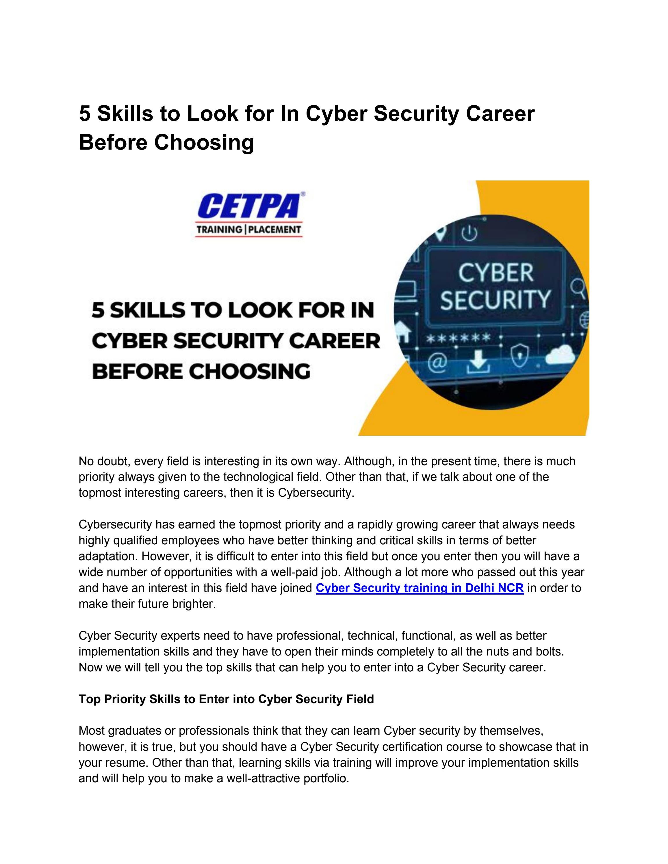 cyber security course and placement