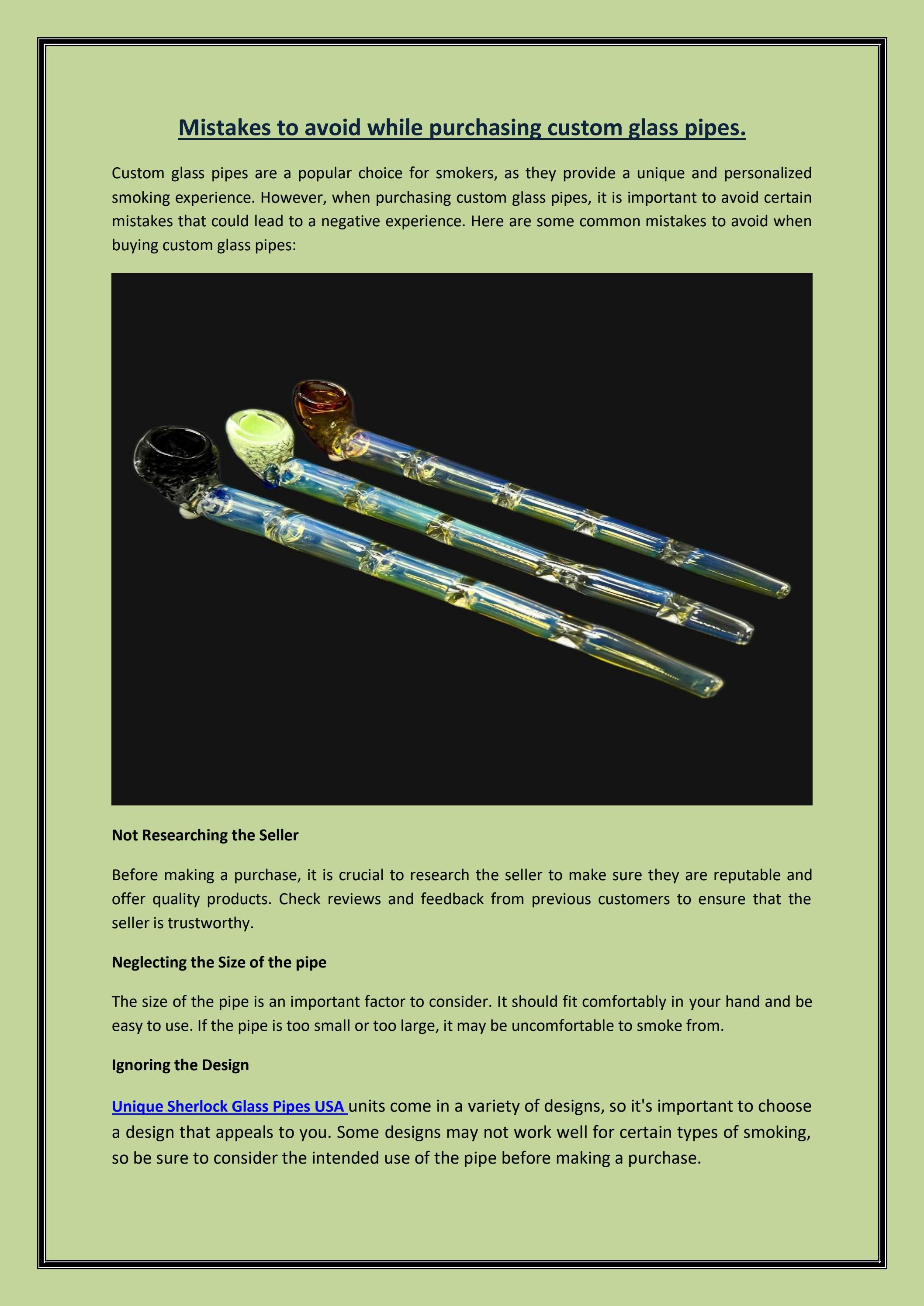 Mistakes to avoid while purchasing custom glass pipes by smokedesire