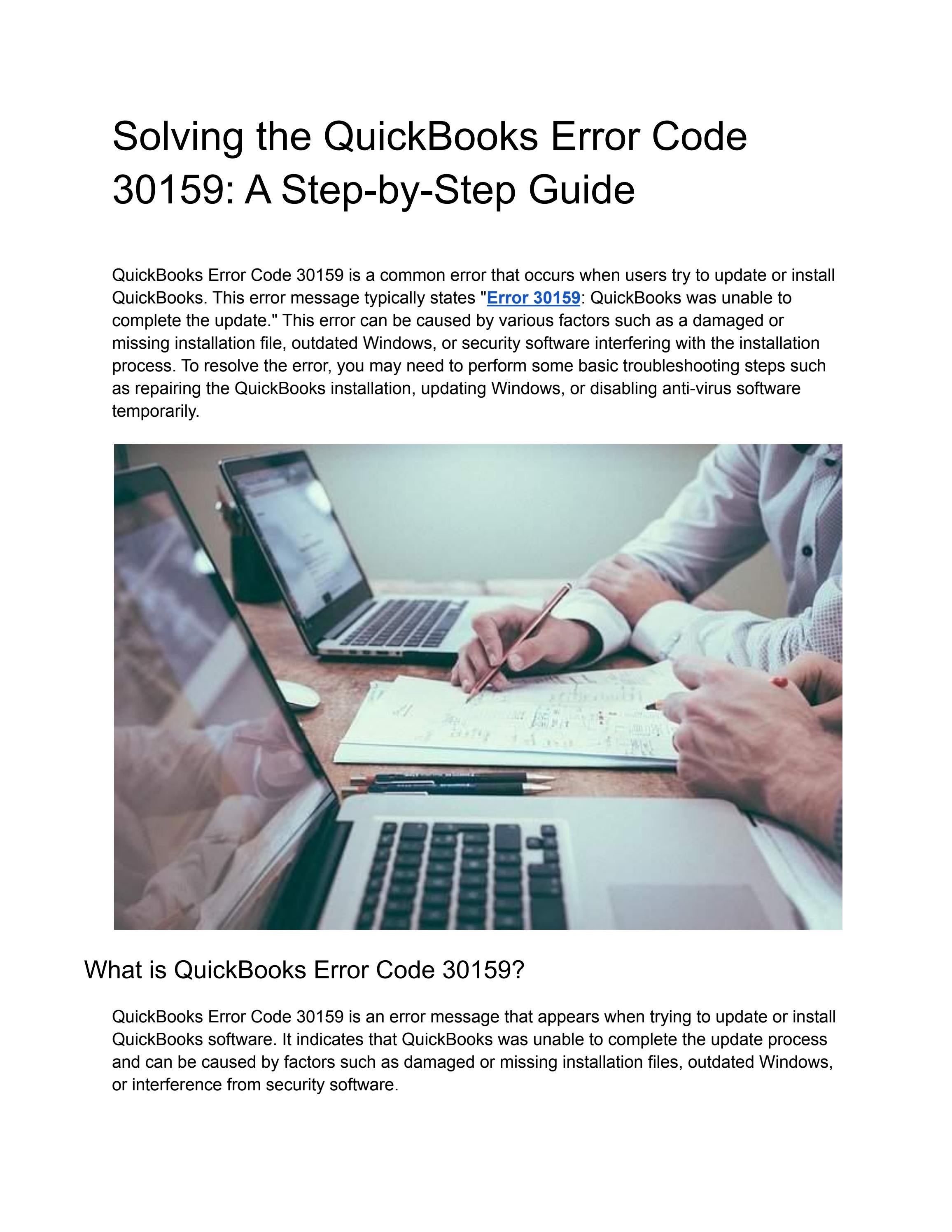 Solving the QuickBooks Error Code 30159 A StepbyStep Guide by