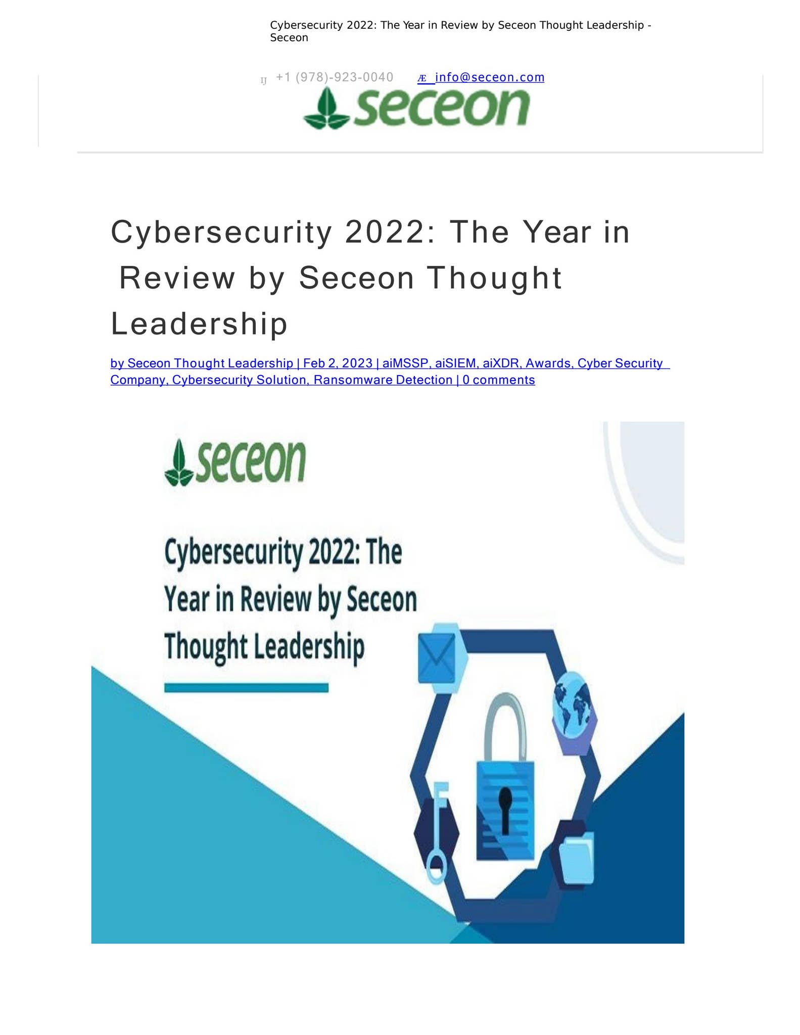 Cybersecurity 2022: The Year in Review by Seceon Thought Leadership by ...