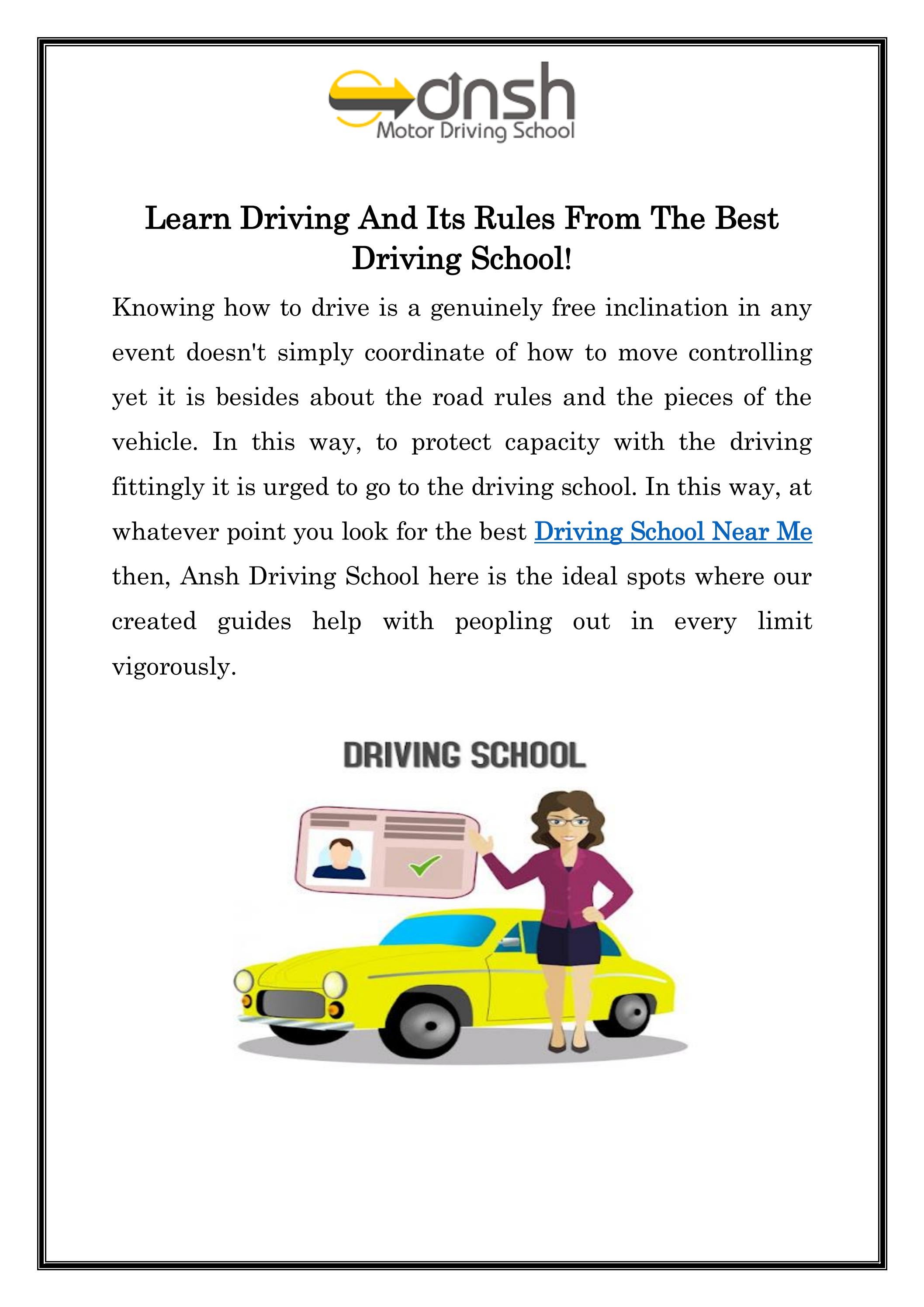 Driving School Near Me Call +91 9604494808 Ansh Driving School by