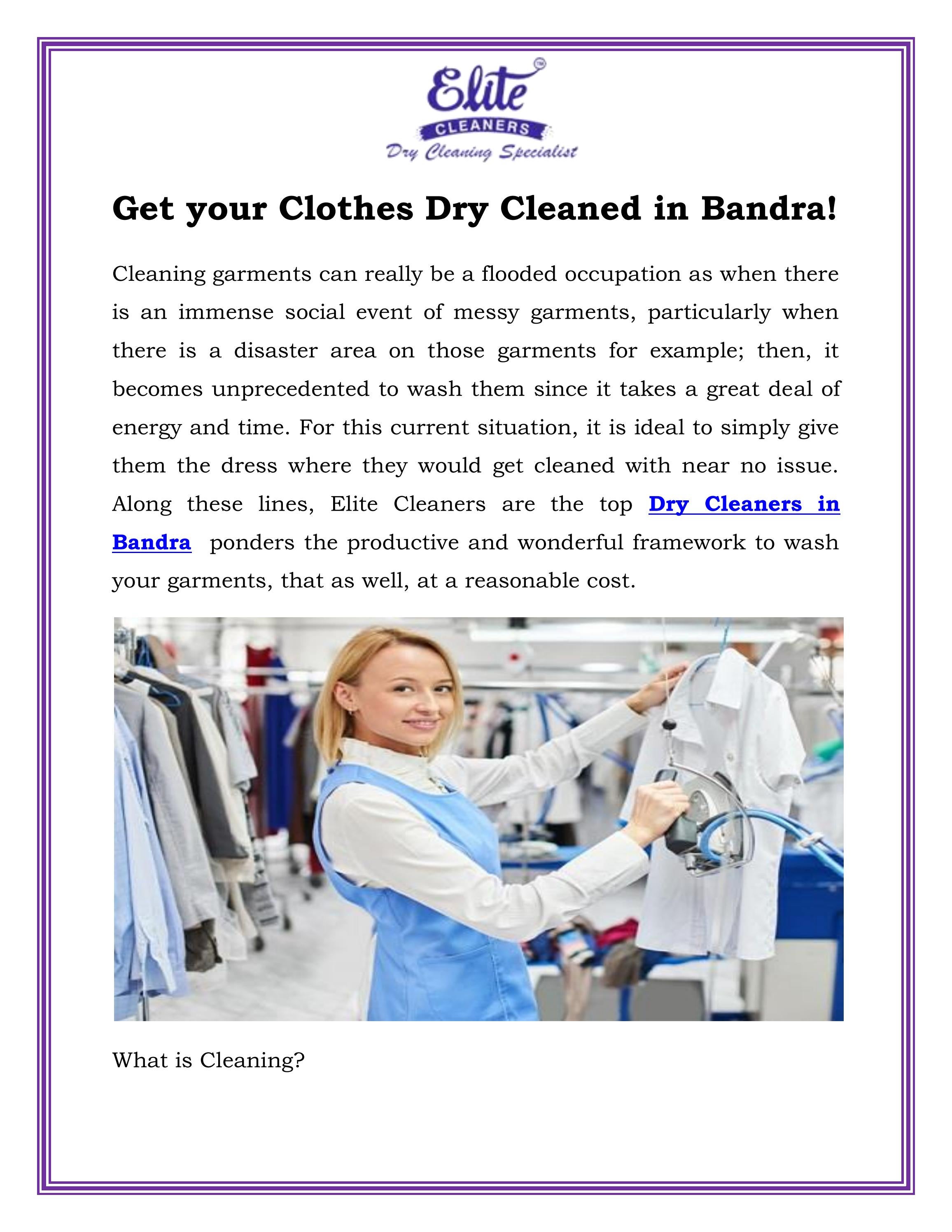 Get your Clothes Dry Cleaned in Bandra! by Elite cleaners Issuu
