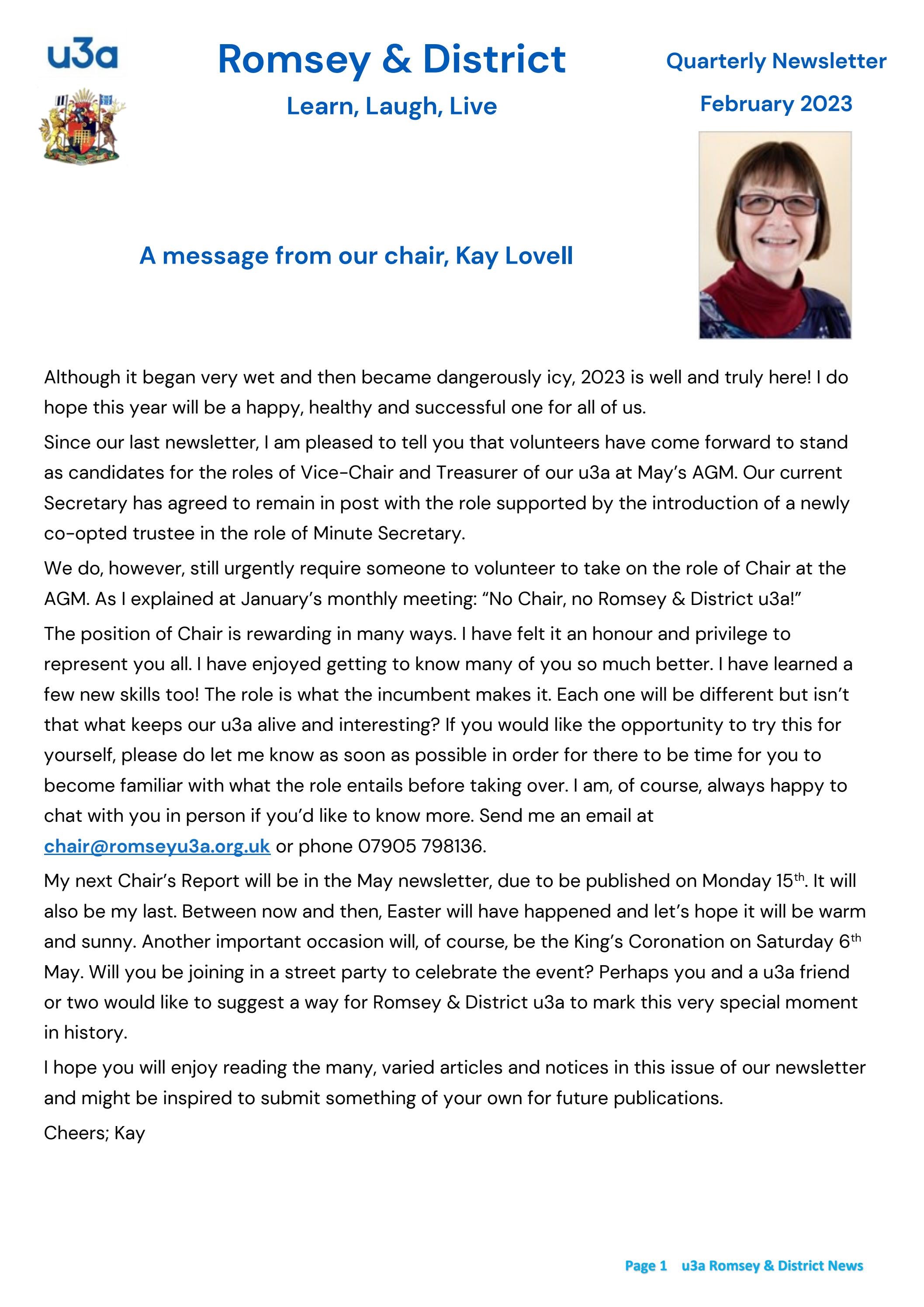 February 2023 Newsletter by Romsey & District U3A Newsletters and