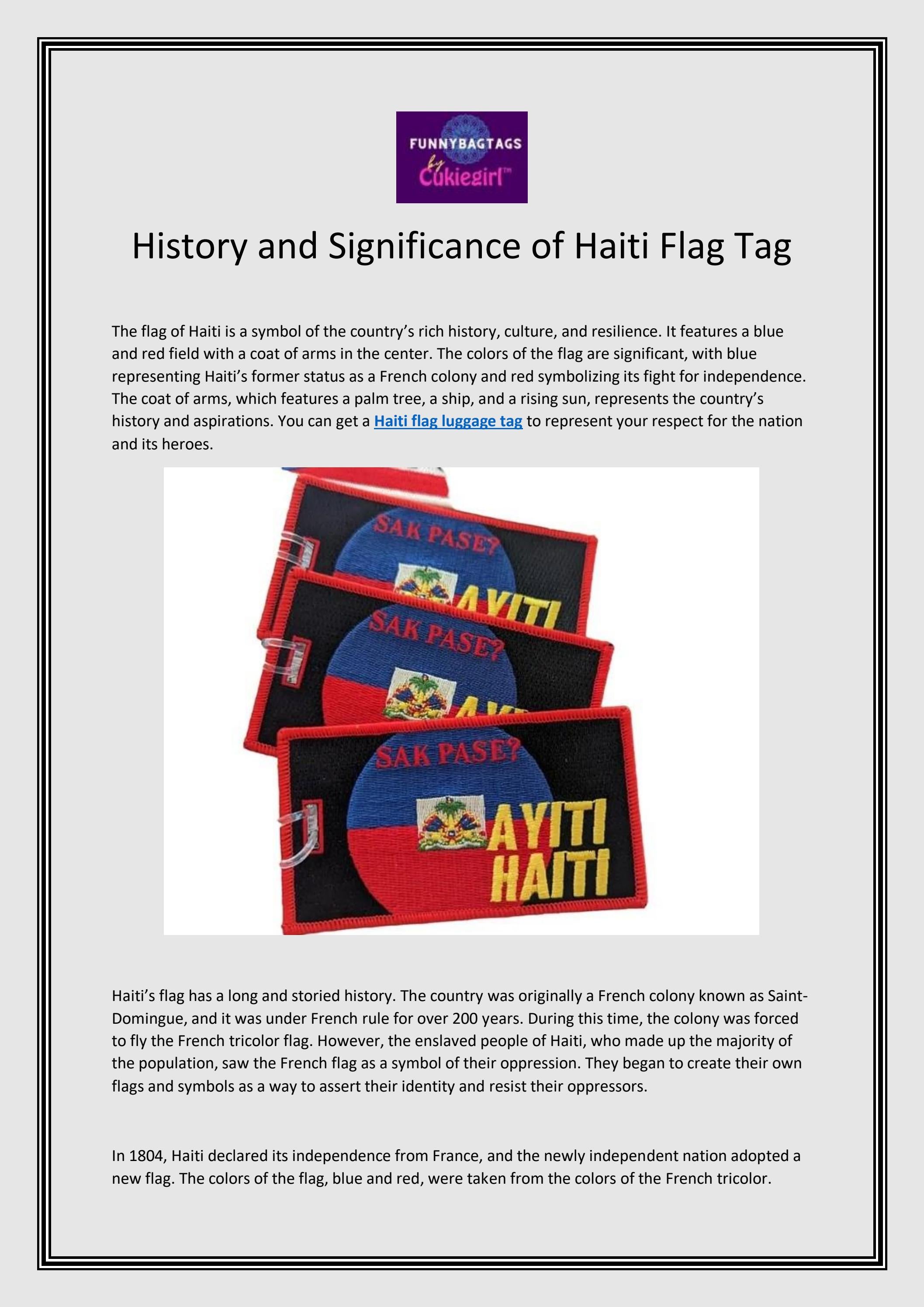 History and Significance of Haiti Flag Tag by Funny Bag Tags Issuu