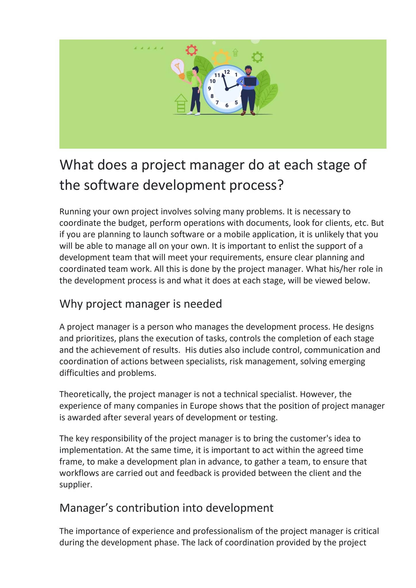 What does a project manager do at each stage of the software ...