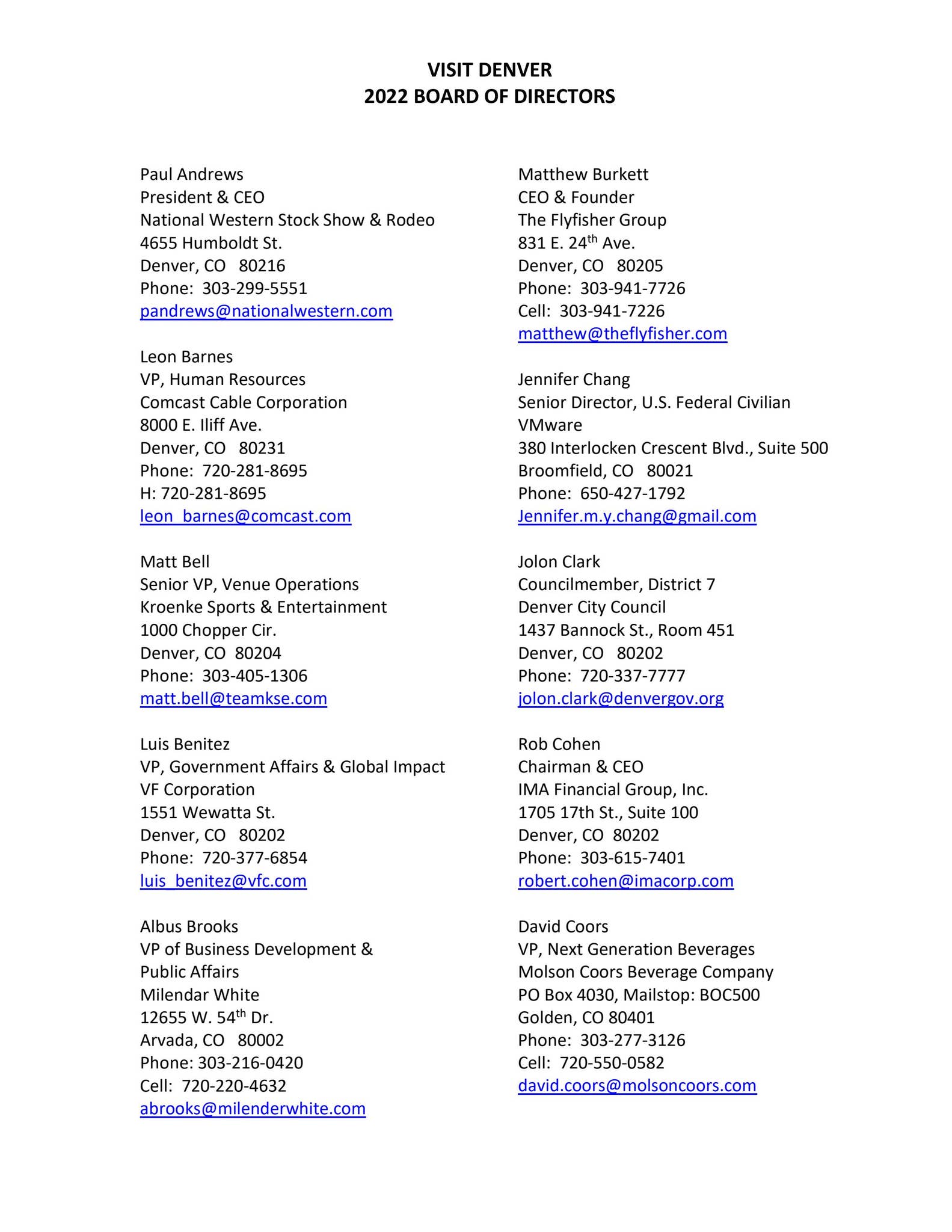 2023.02 Board Book_Full Board Roster by VISIT DENVER - Issuu