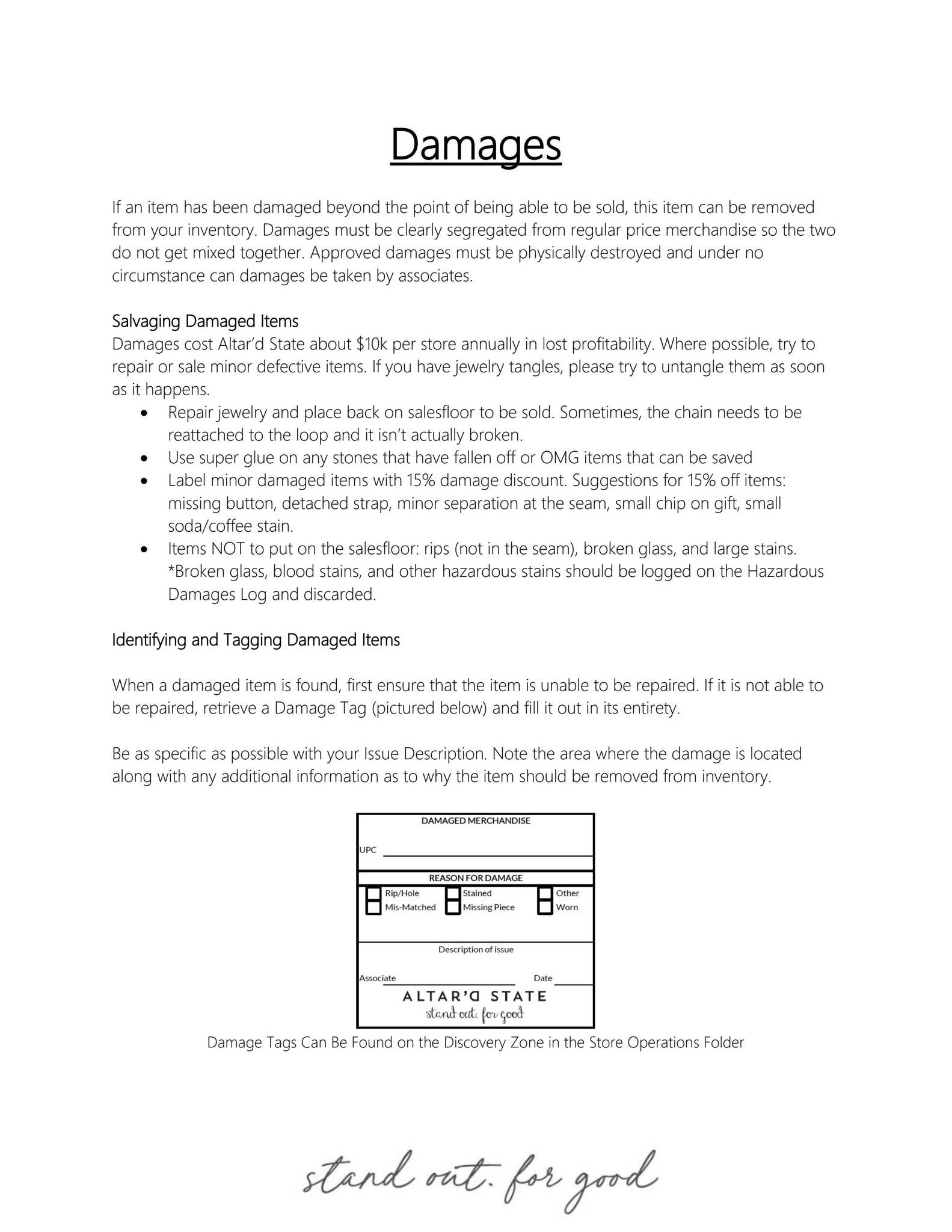 Damage Policy by standoutforgoodinc - Issuu