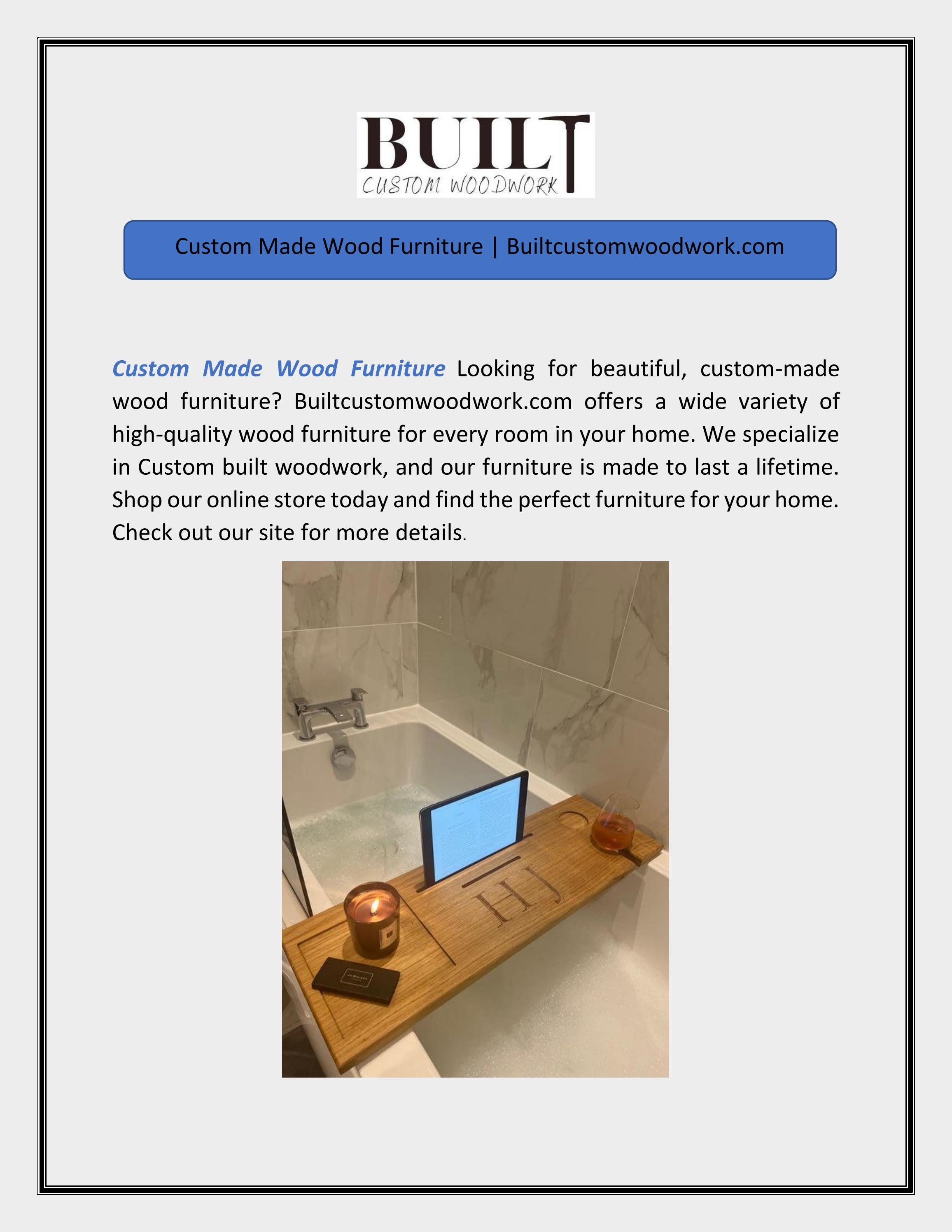 Custom Made Wood Furniture | Builtcustomwoodwork.com by Built Custom