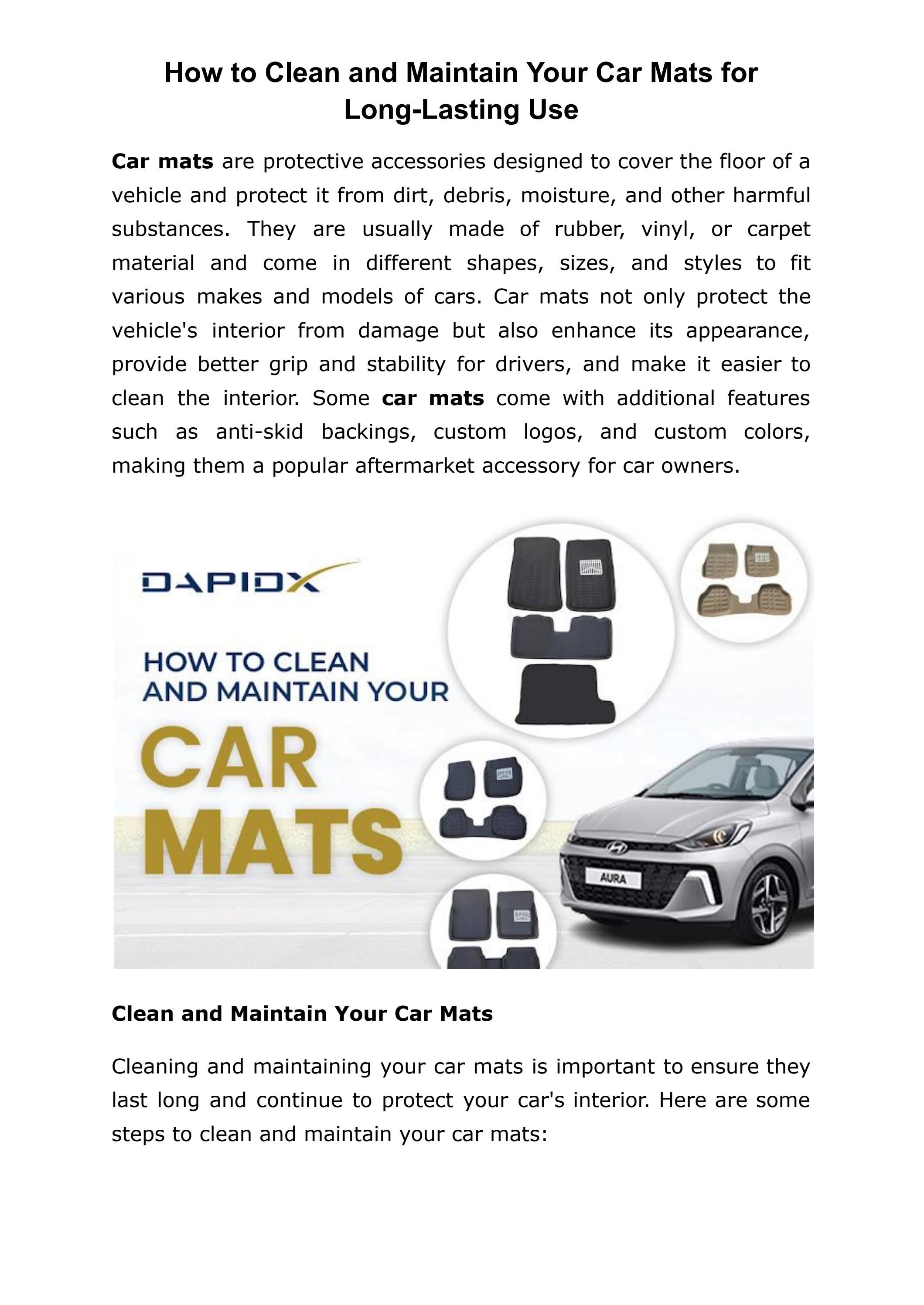How to Clean and Maintain Your Car Mats for LongLasting Use by Dapidx