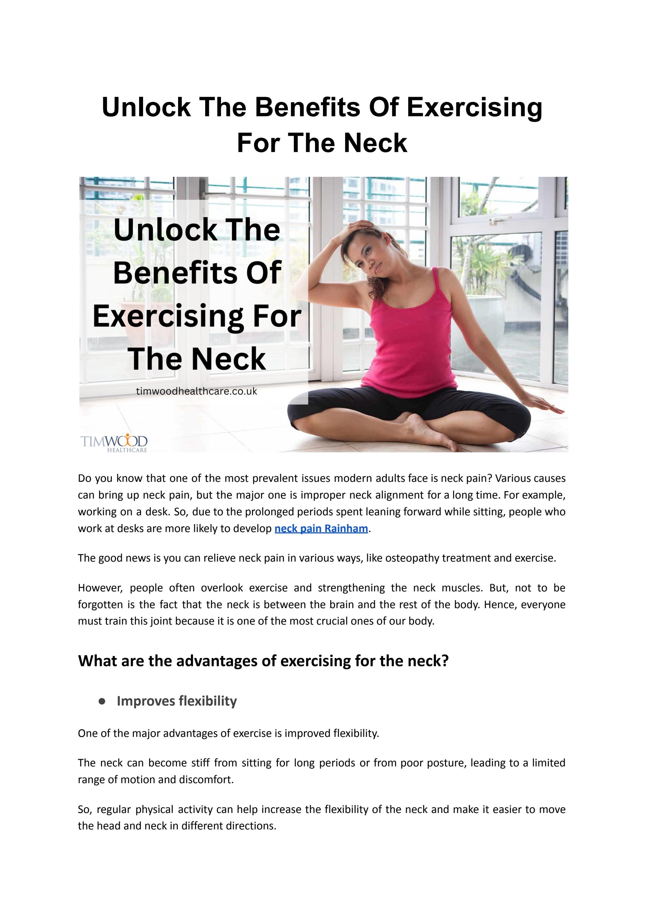 Unlock The Benefits Of Exercising For The Neck by Tim Wood Health Care